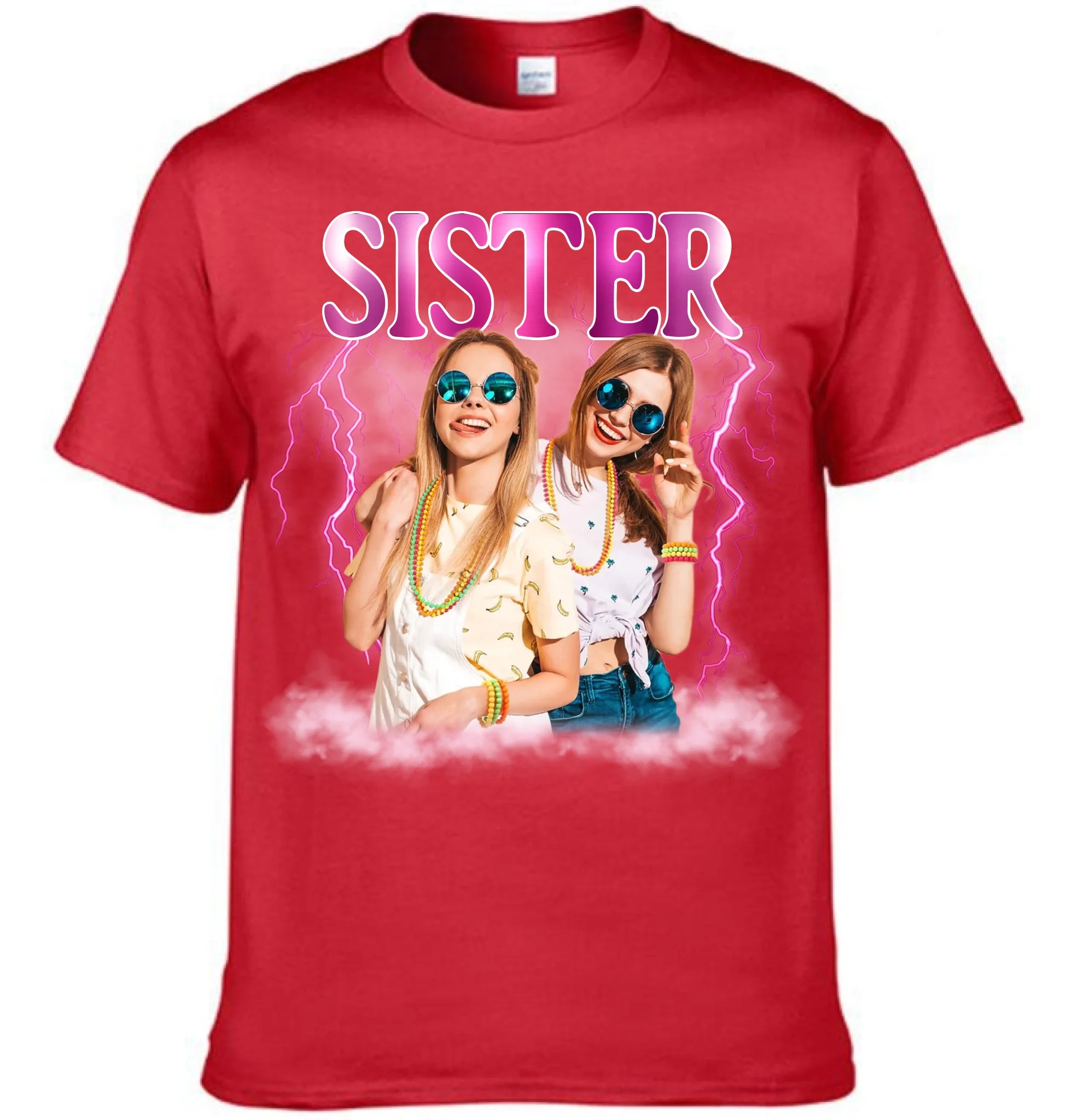 Customized SISTERS Photo Clothing - Personalized Title And Photo Shirt - Gift for Best Friends & Sisters
