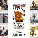 Customized Cute Highland Cow Thermos Cup - Personalized Name - Gifts For Highland Cow Lover