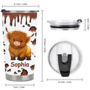 Customized Cute Highland Cow Thermos Cup - Personalized Name - Gifts For Highland Cow Lover