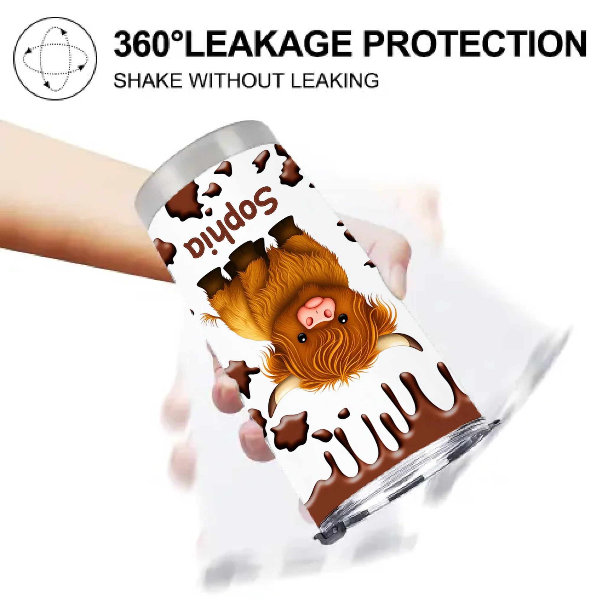 Customized Cute Highland Cow Thermos Cup - Personalized Name - Gifts For Highland Cow Lover