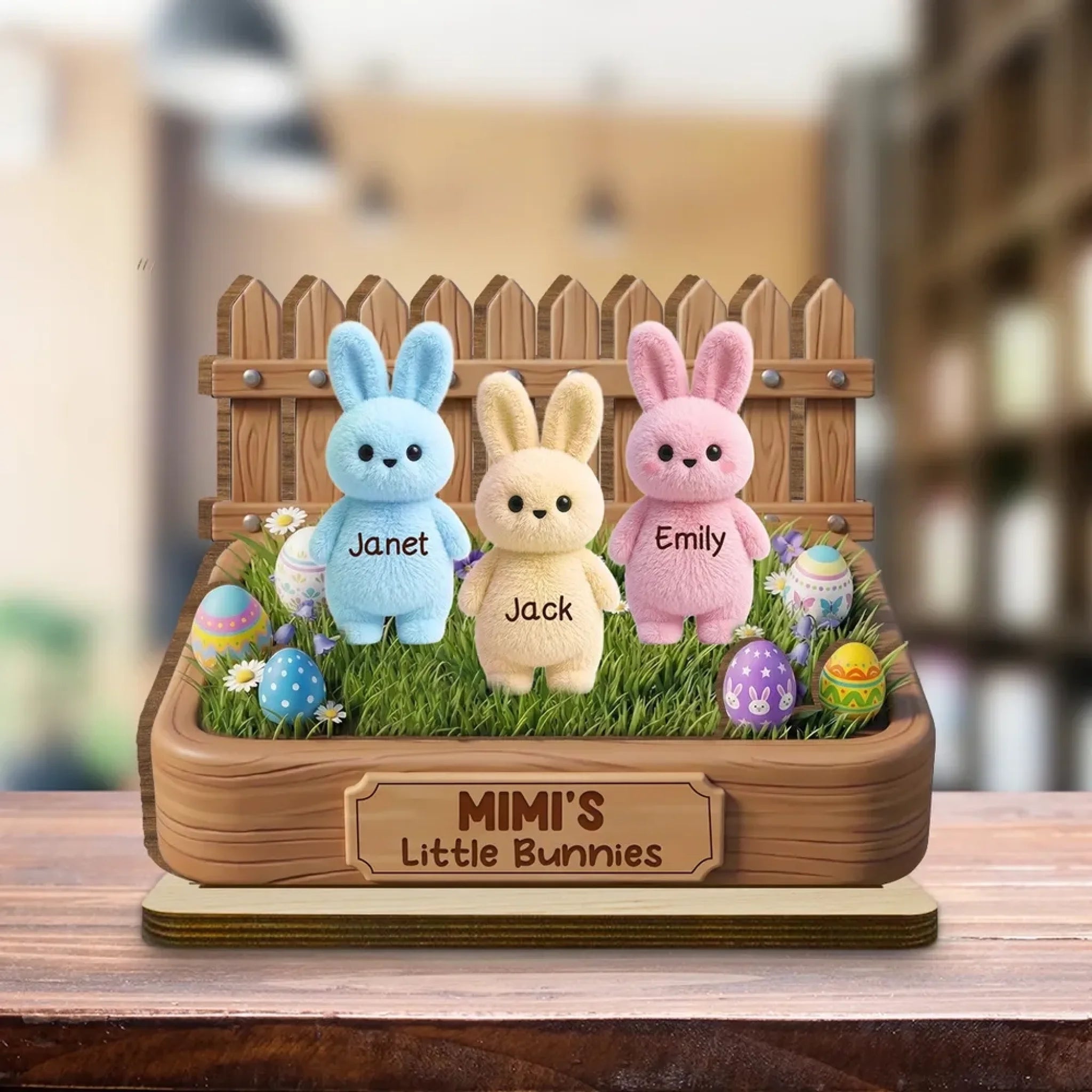 Easter Grandma Little Bunnies Customized Wooden Plaque - Personalized Names & Title - Gift For Grandma