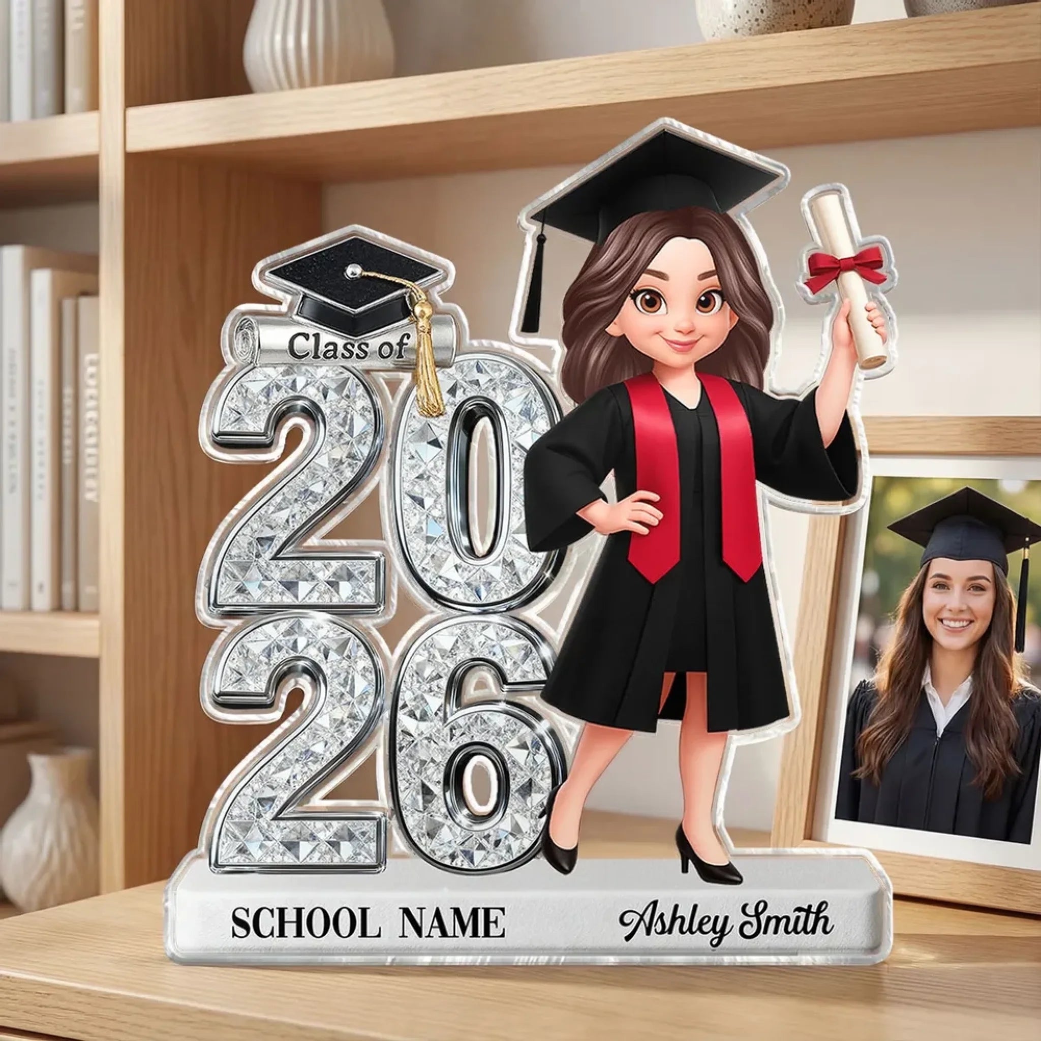 Shiny Effect Class Of 2026 2027 Customized Acrylic Plaque - Personalized Characters, Names and Years - Decorative Gift For Graduates, Daughter, Son