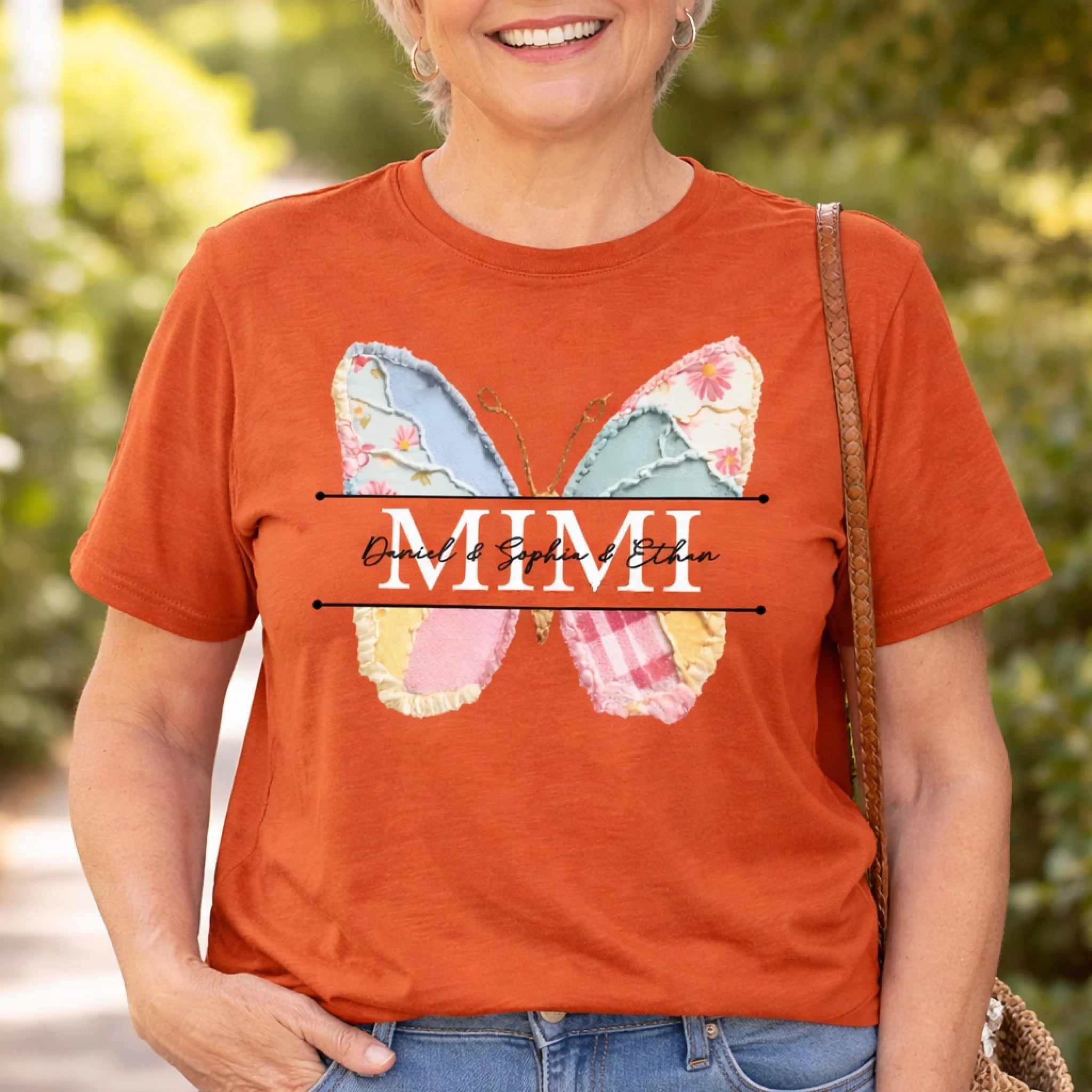 Comfort Colors Customized Mimi Clothing - Personalized Nickname And Names Floral Butterfly Design Clothes- Grandma Gift with Grandkids Names