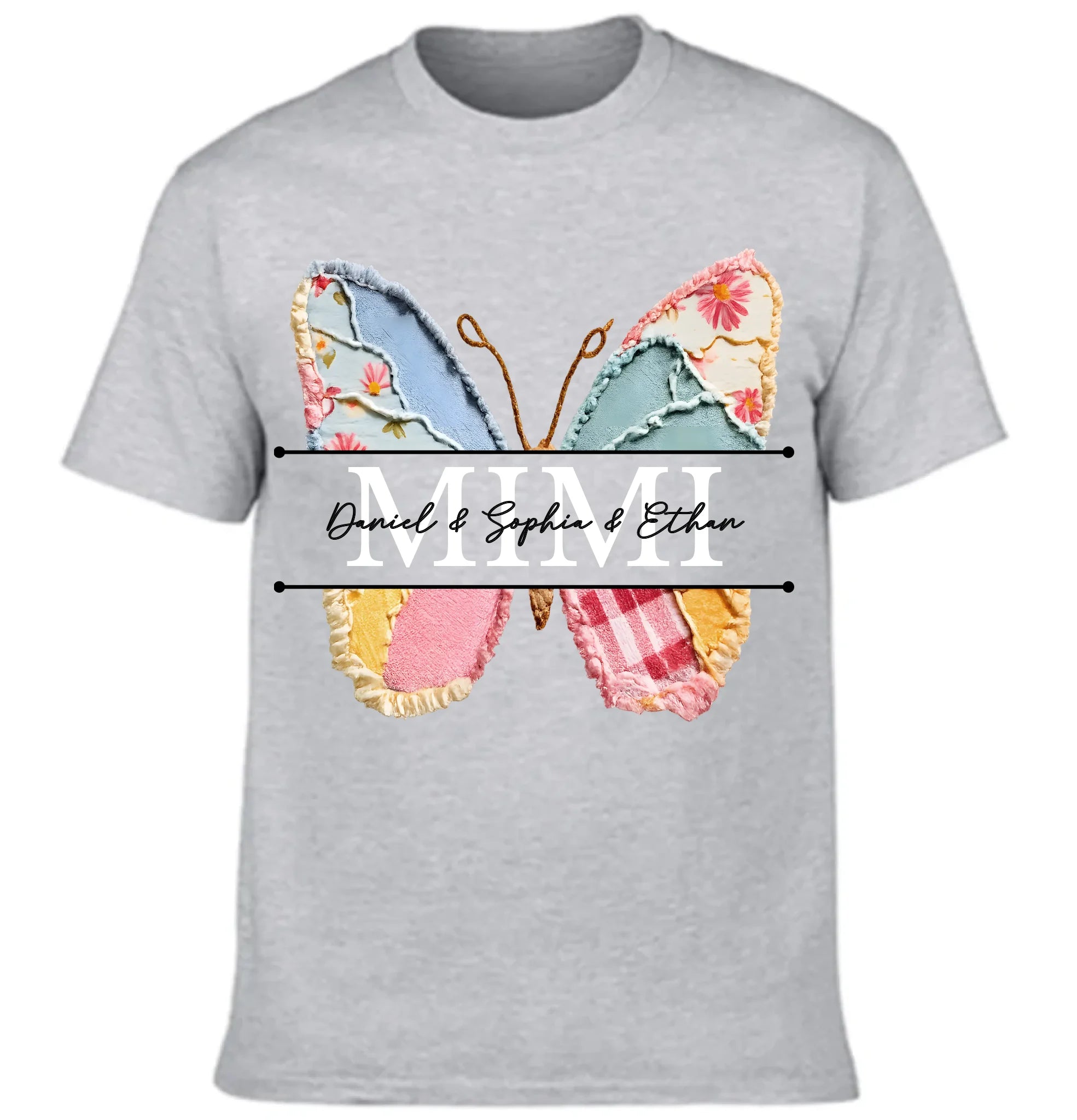 Comfort Colors Customized Mimi Clothing - Personalized Nickname And Names Floral Butterfly Design Clothes- Grandma Gift with Grandkids Names