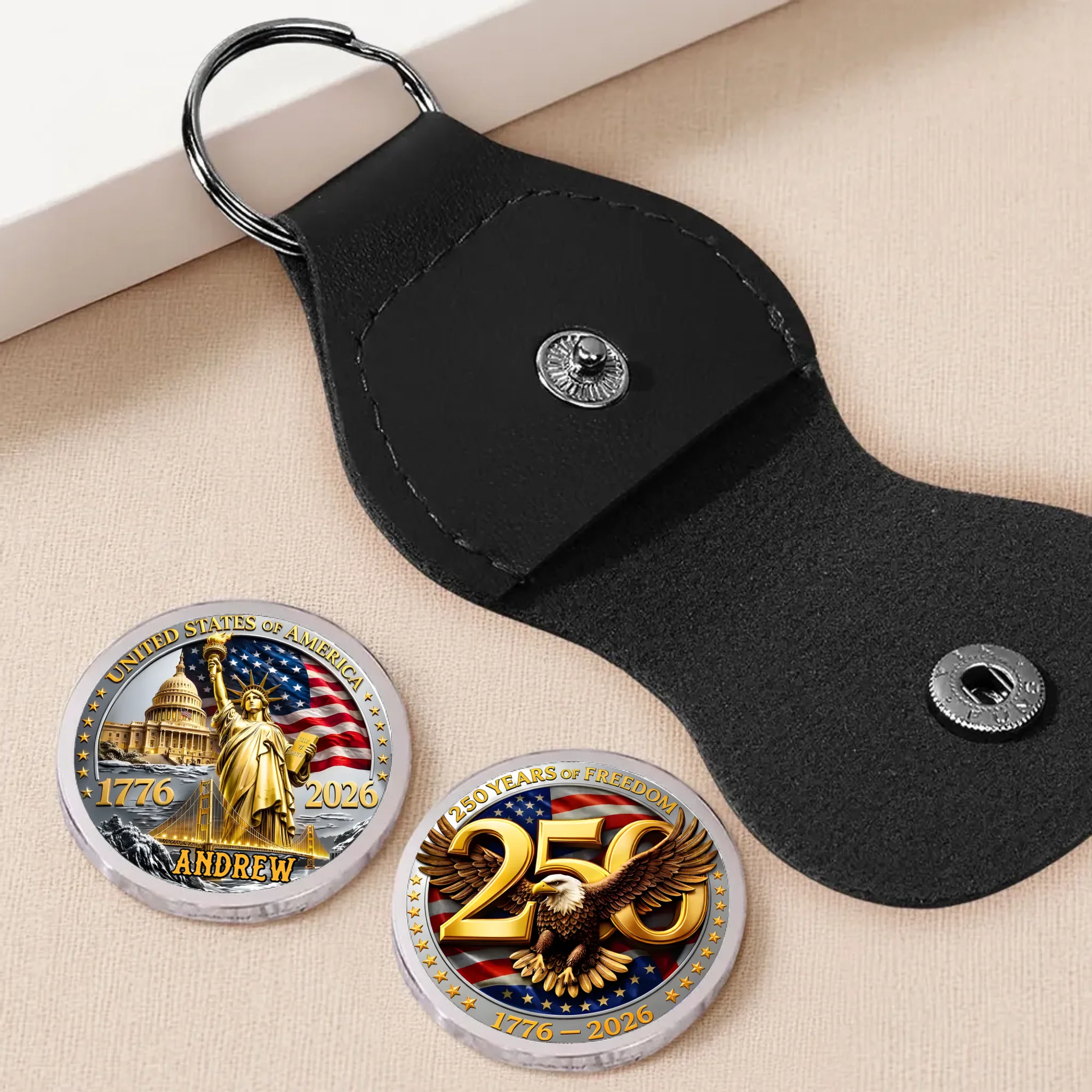 America 250th Anniversary Customized Commemorative Keepsake Coin - Personalized Name - Gifts For Women, Men, Patriot