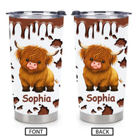 Customized Cute Highland Cow Thermos Cup - Personalized Name - Gifts For Highland Cow Lover