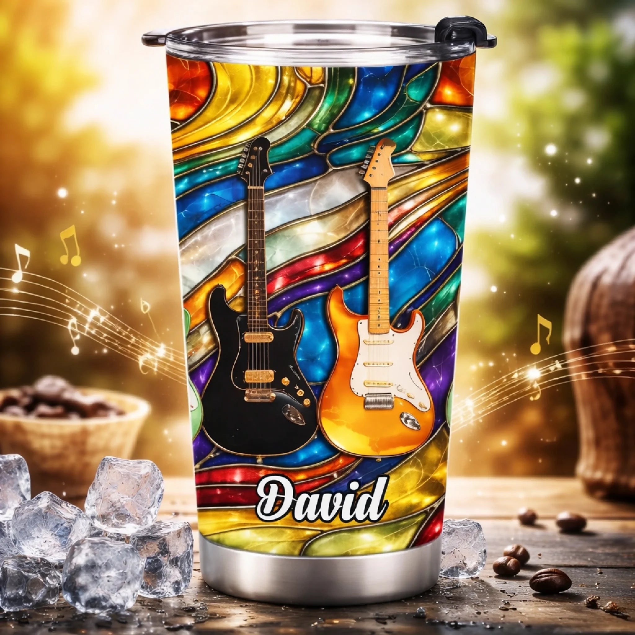 Rock Your Soul Electric Guitars Customized Thermos Cup - Personalized Name - Gifts For Music Lovers