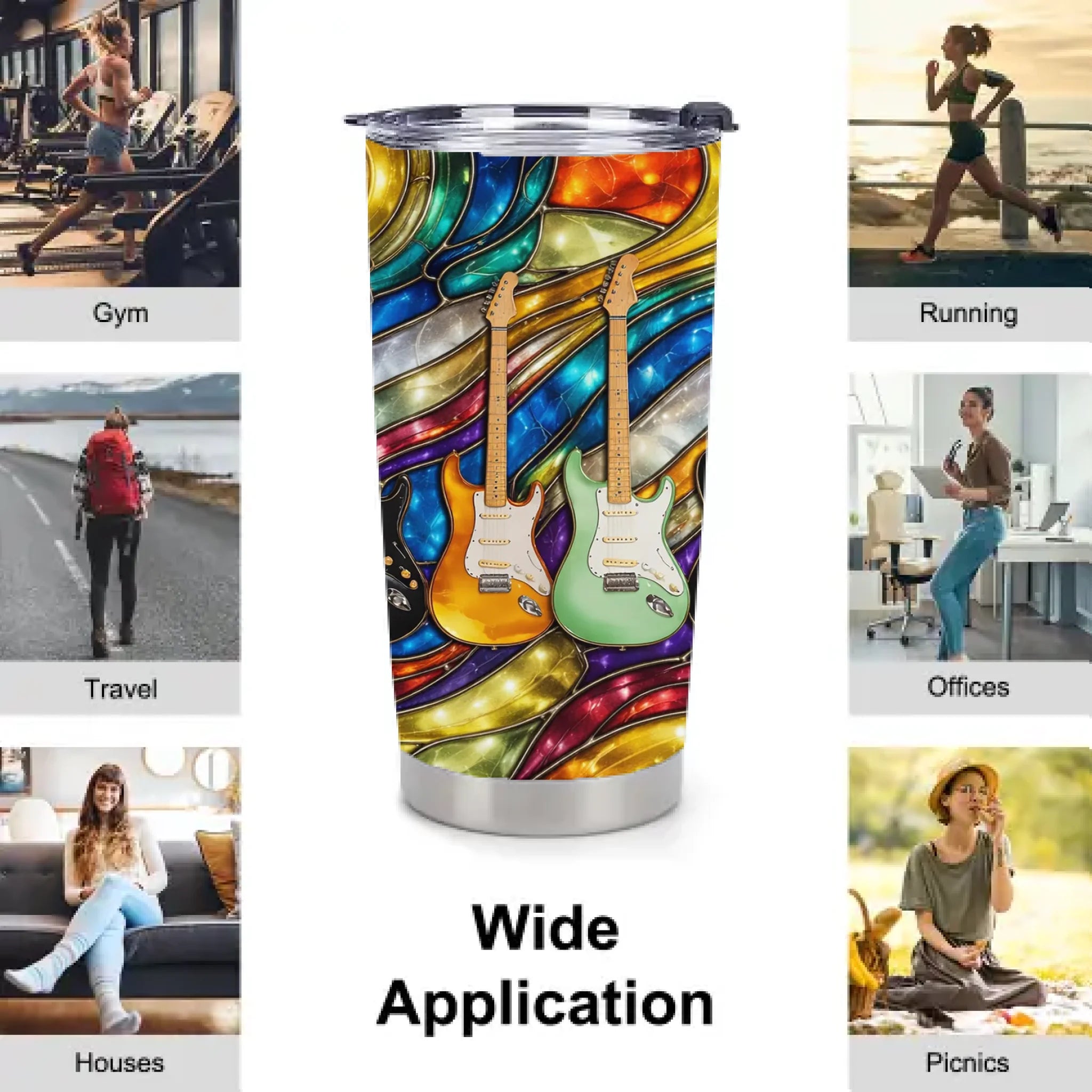 Rock Your Soul Electric Guitars Customized Thermos Cup - Personalized Name - Gifts For Music Lovers