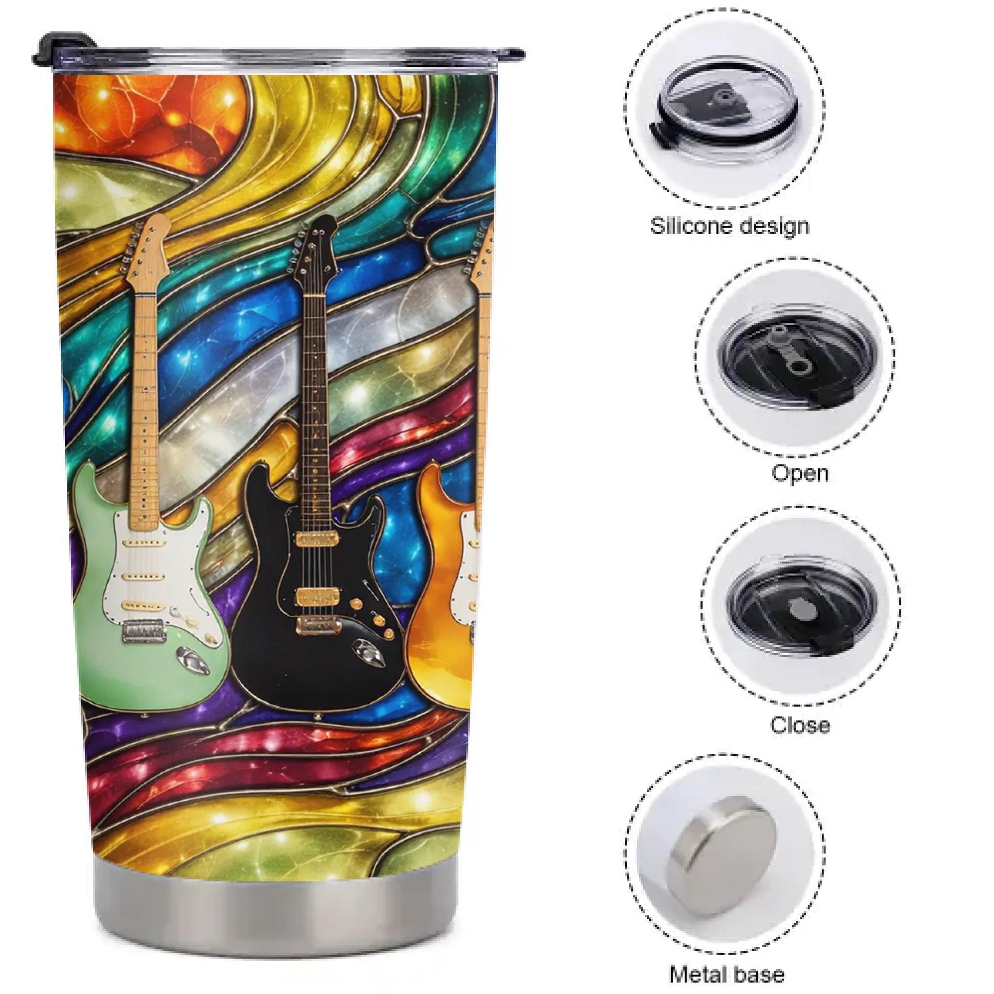 Rock Your Soul Electric Guitars Customized Thermos Cup - Personalized Name - Gifts For Music Lovers