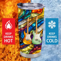 Rock Your Soul Electric Guitars Customized Thermos Cup - Personalized Name - Gifts For Music Lovers