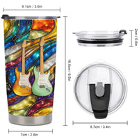 Rock Your Soul Electric Guitars Customized Thermos Cup - Personalized Name - Gifts For Music Lovers