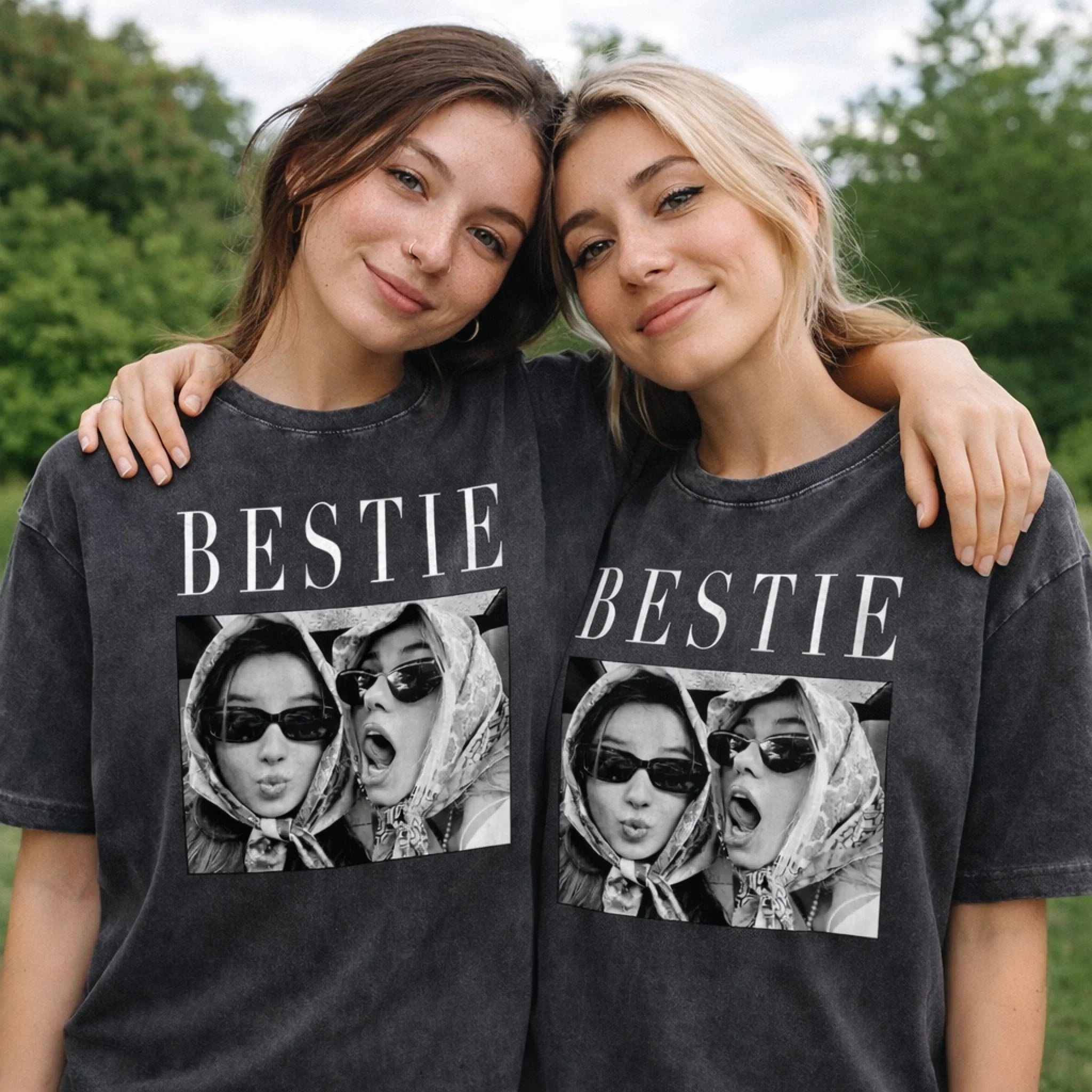 Customized Memories Washed Clothing – Personalized Friendship Photo – Gift For Besties, Friends, Families