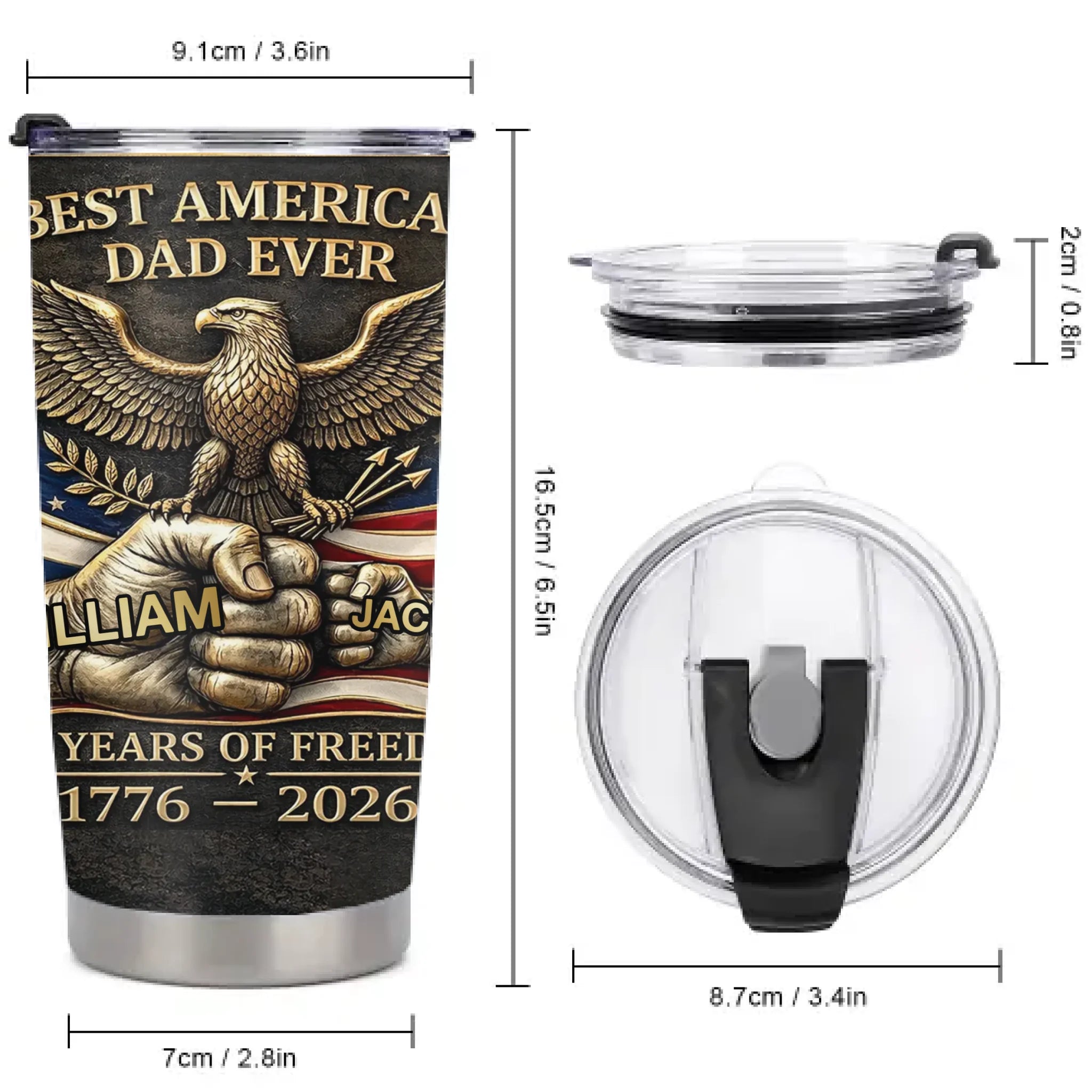 250 Years Of Freedom Customized Thermos Cup - Personalized Name - Gifts For Dad