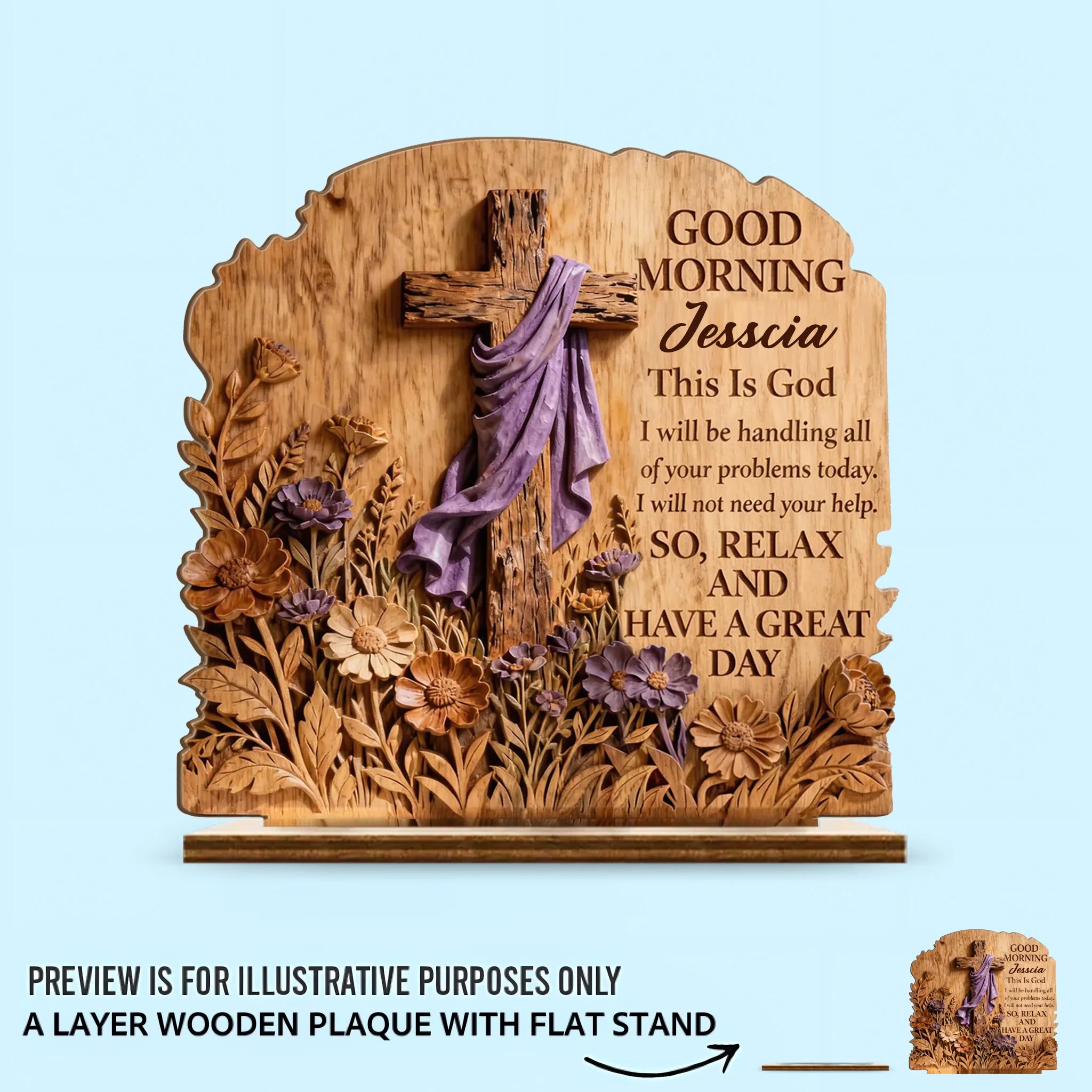 Good Morning This Is God Customized Wooden Plaque - Personalized Name -  Memorial Gift For Him, Her