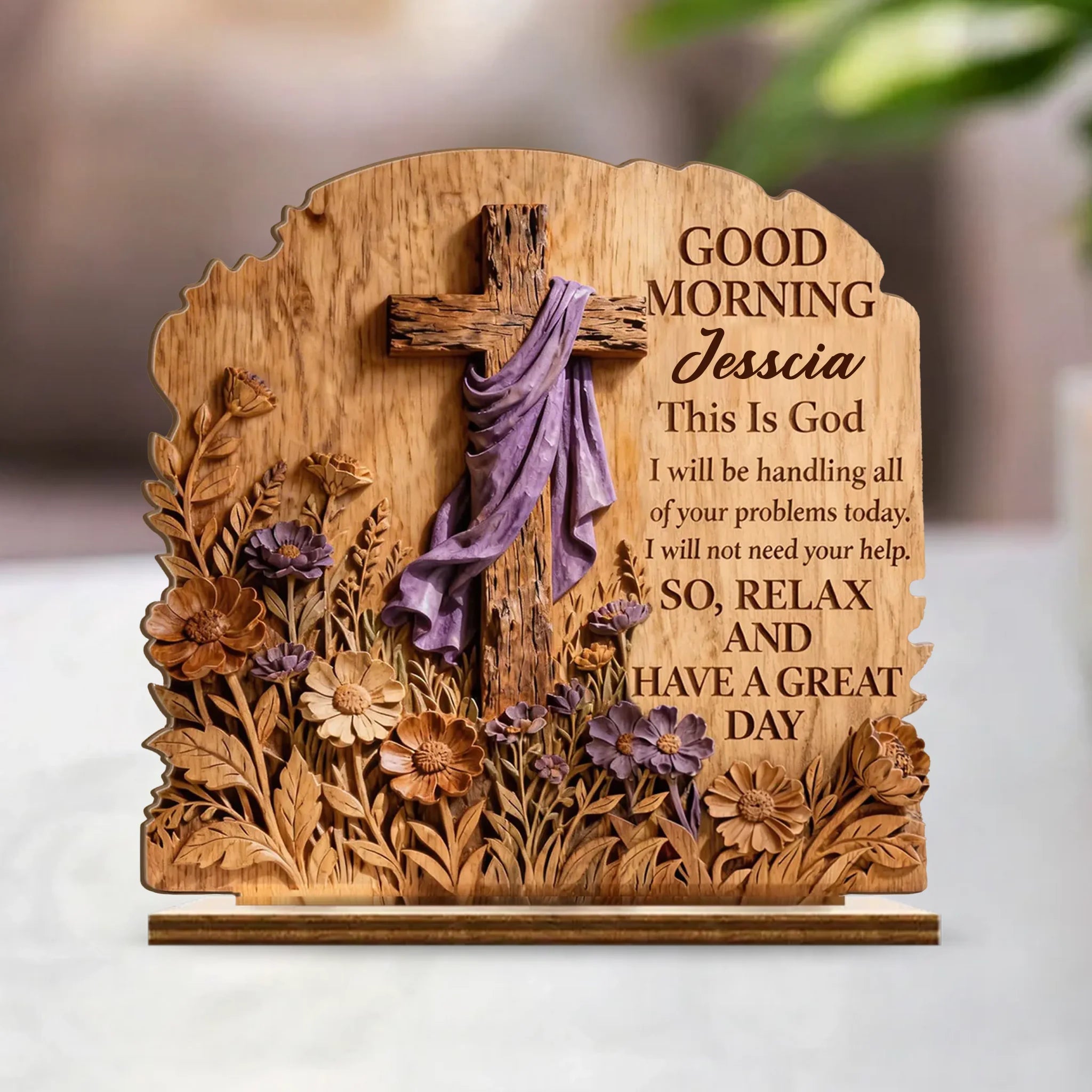 Good Morning This Is God Customized Wooden Plaque - Personalized Name -  Memorial Gift For Him, Her