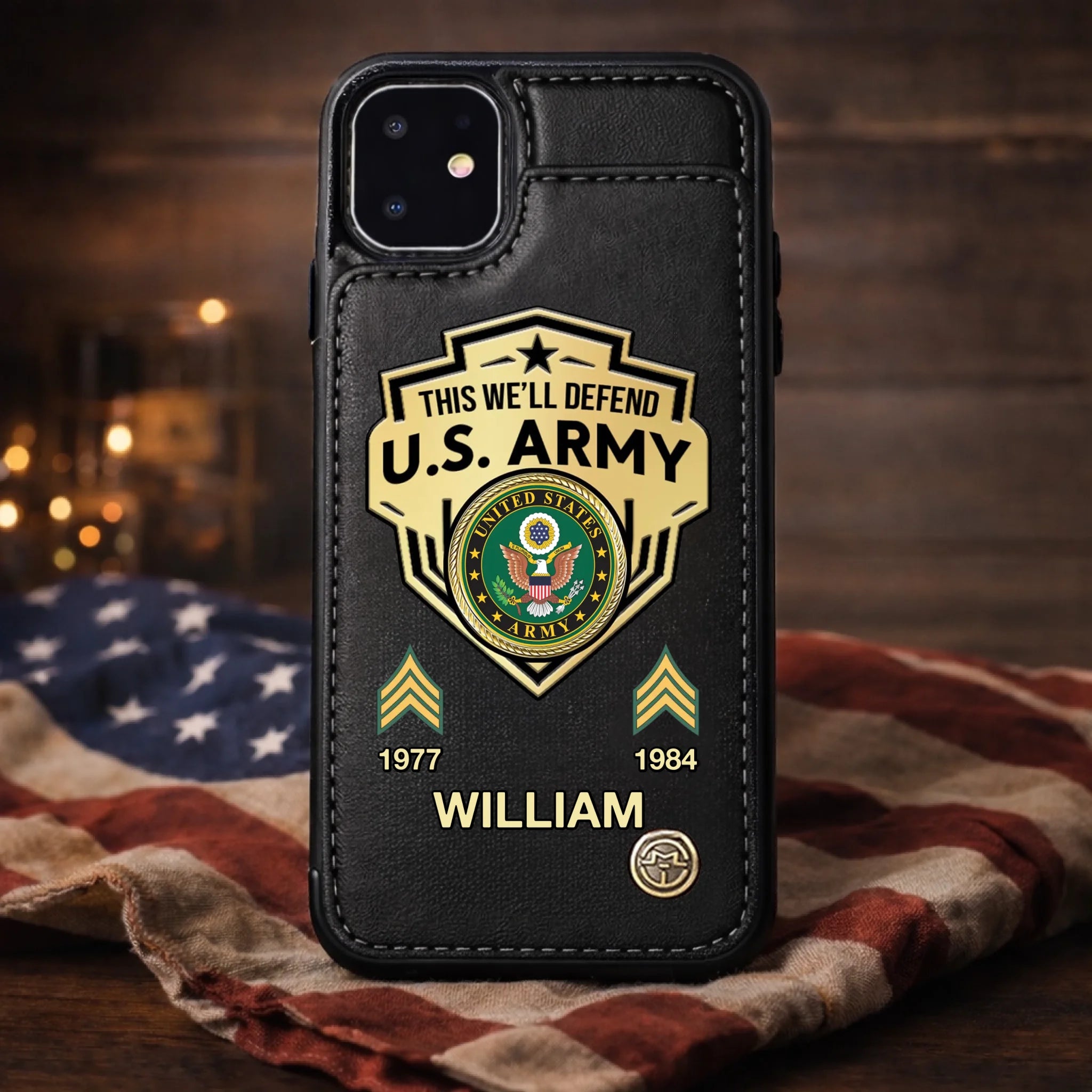 Customized U.S. Military Wallet Phone Case - Personalized Rank, Name And Year - Patriotic Gift For Those Who Served!