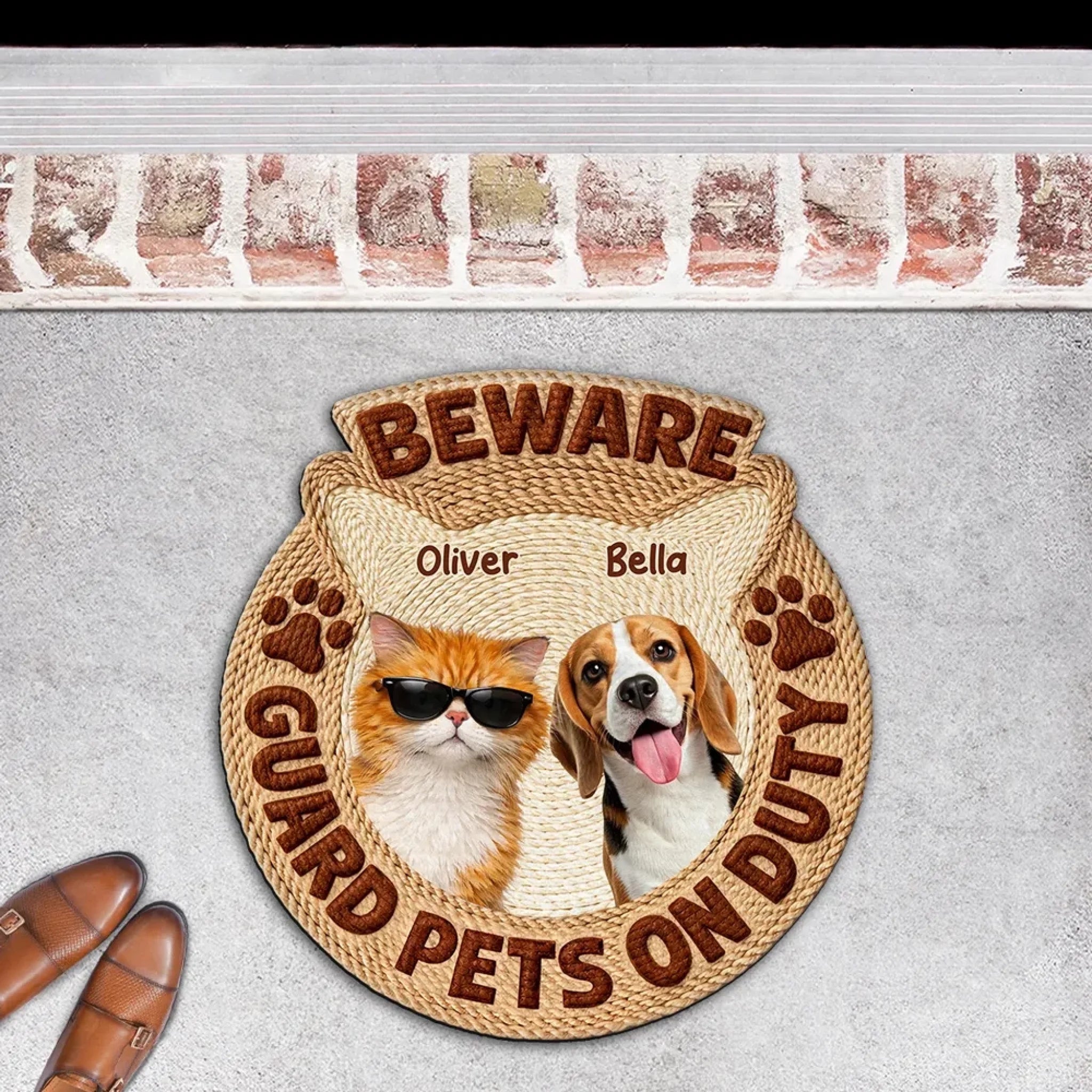 Pets Security On Duty Photo Customized Floor Mat - Personalized Pet photo and Name Door Mat - Gifts for Pet Owners, Pet Lovers