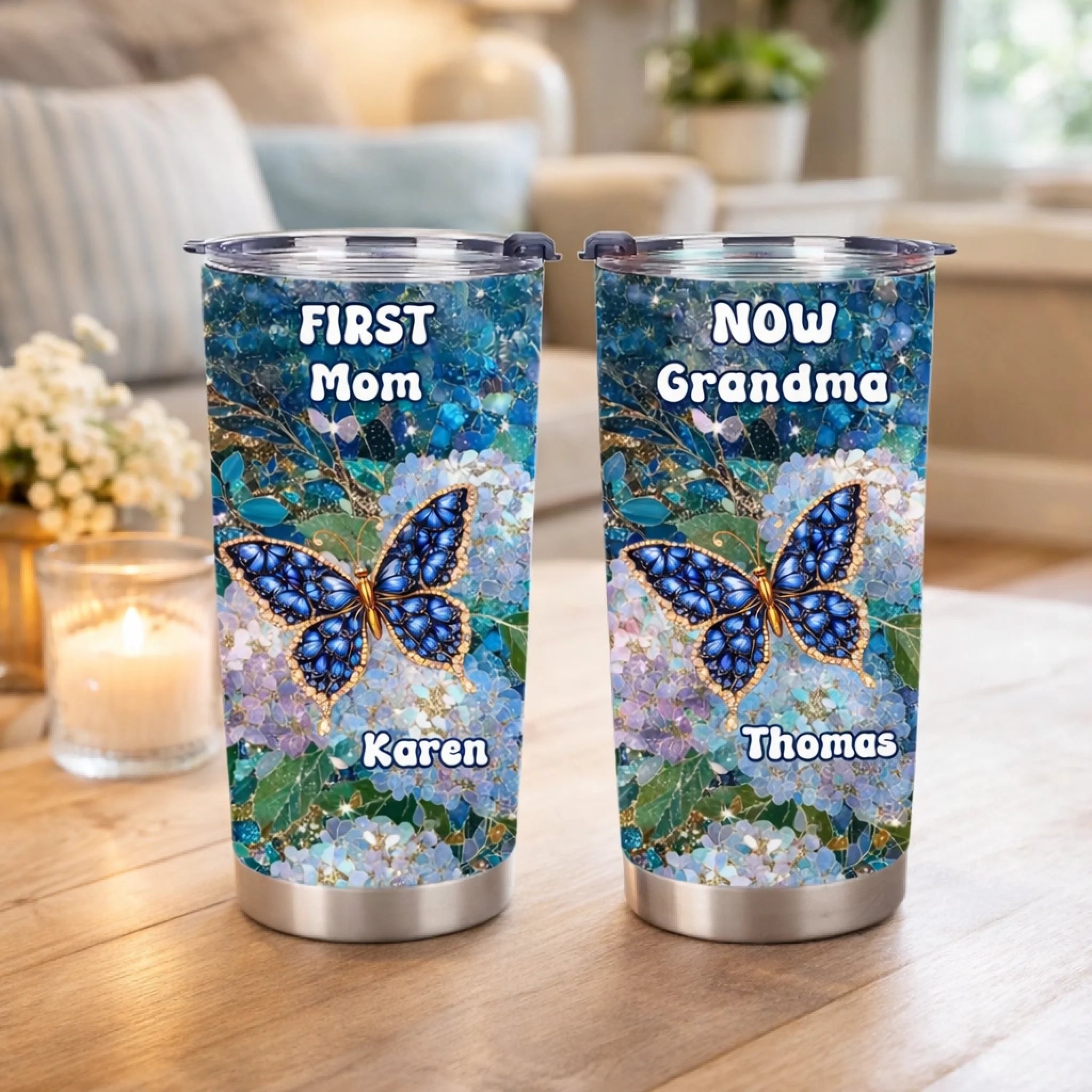 Grandma Timeless Love Piece Customized Thermos Cup - Personalized Names - Gifts For Grandmother, Mother