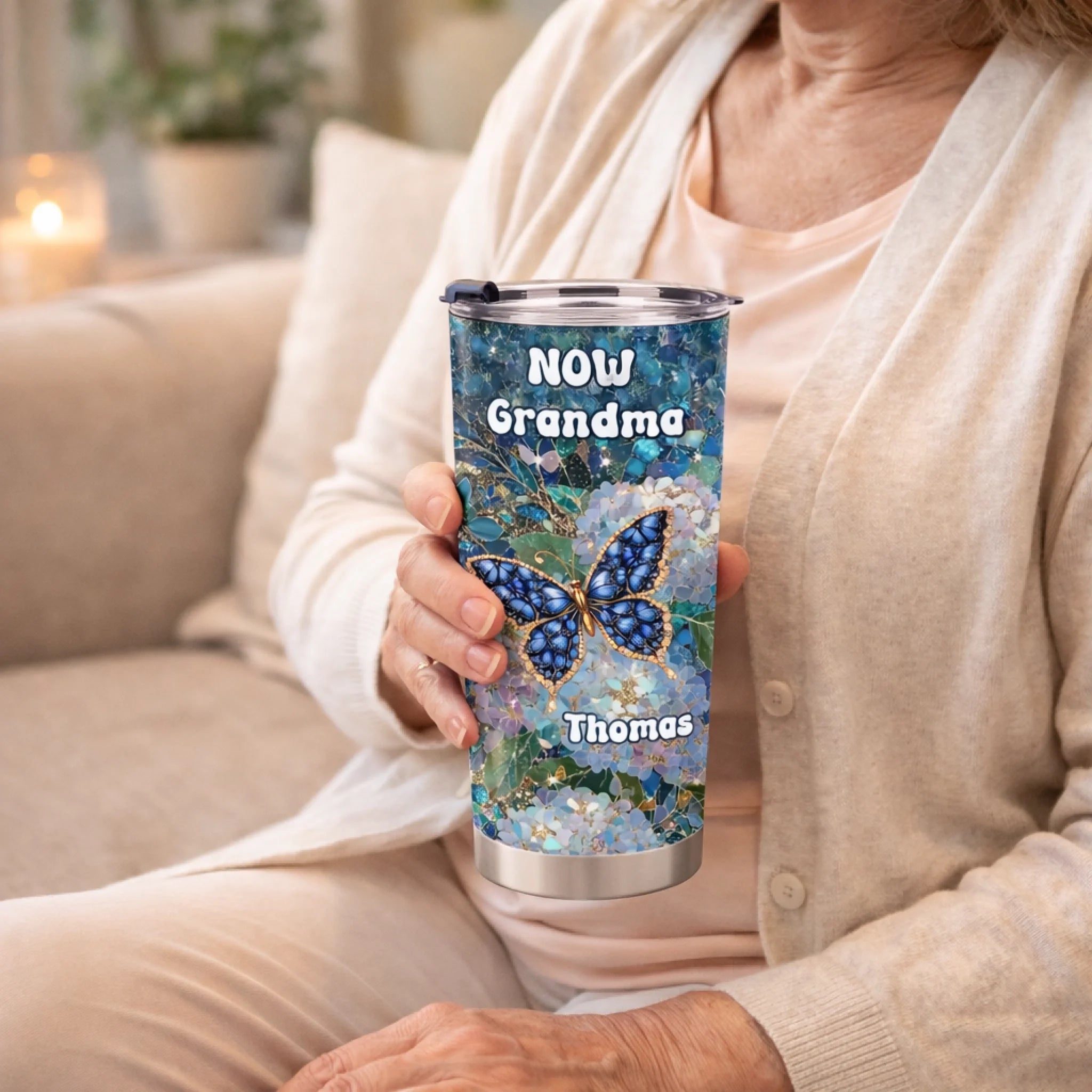 Grandma Timeless Love Piece Customized Thermos Cup - Personalized Names - Gifts For Grandmother, Mother