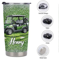 Eat Sleep Golf Repeat Customized Thermos Cup - Personalized Name - Gifts For Golf Lovers