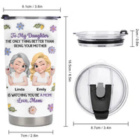 Customized Mother & Daughter Cartoon Thermos Cup - Personalized Names Mother Daughter Keepsake Cup - Gift for Daughter Becoming a Mother