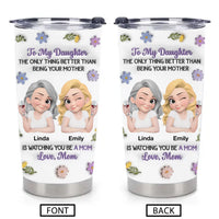 Customized Mother & Daughter Cartoon Thermos Cup - Personalized Names Mother Daughter Keepsake Cup - Gift for Daughter Becoming a Mother