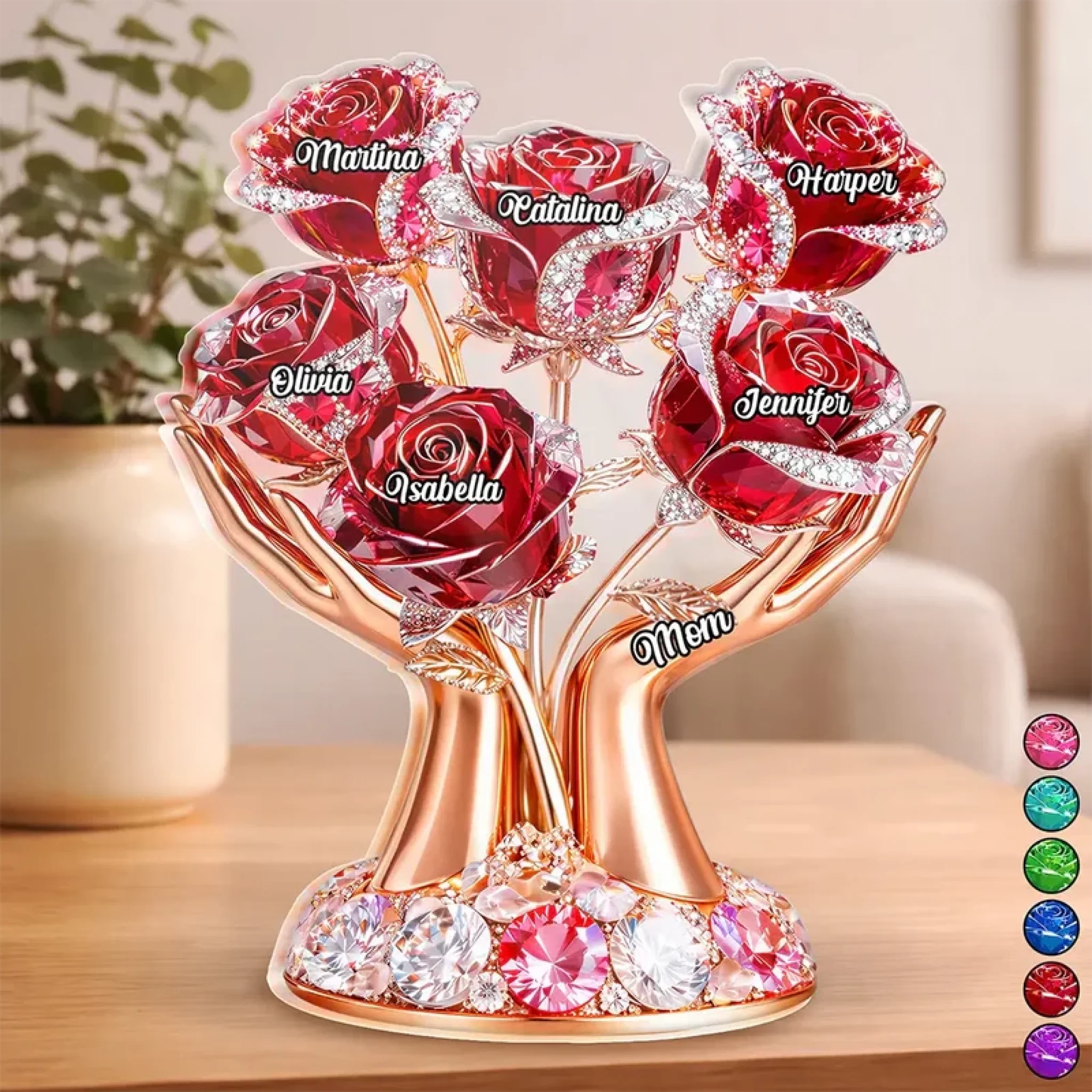 Mom’s Love In Bloom Customized Acrylic Plaque - Personalized Flower, Title And Names - Gift For Mother's Day