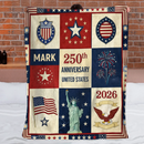 USA 250th Anniversary Customized Blanket – Personalized Name – Gift For Patriot