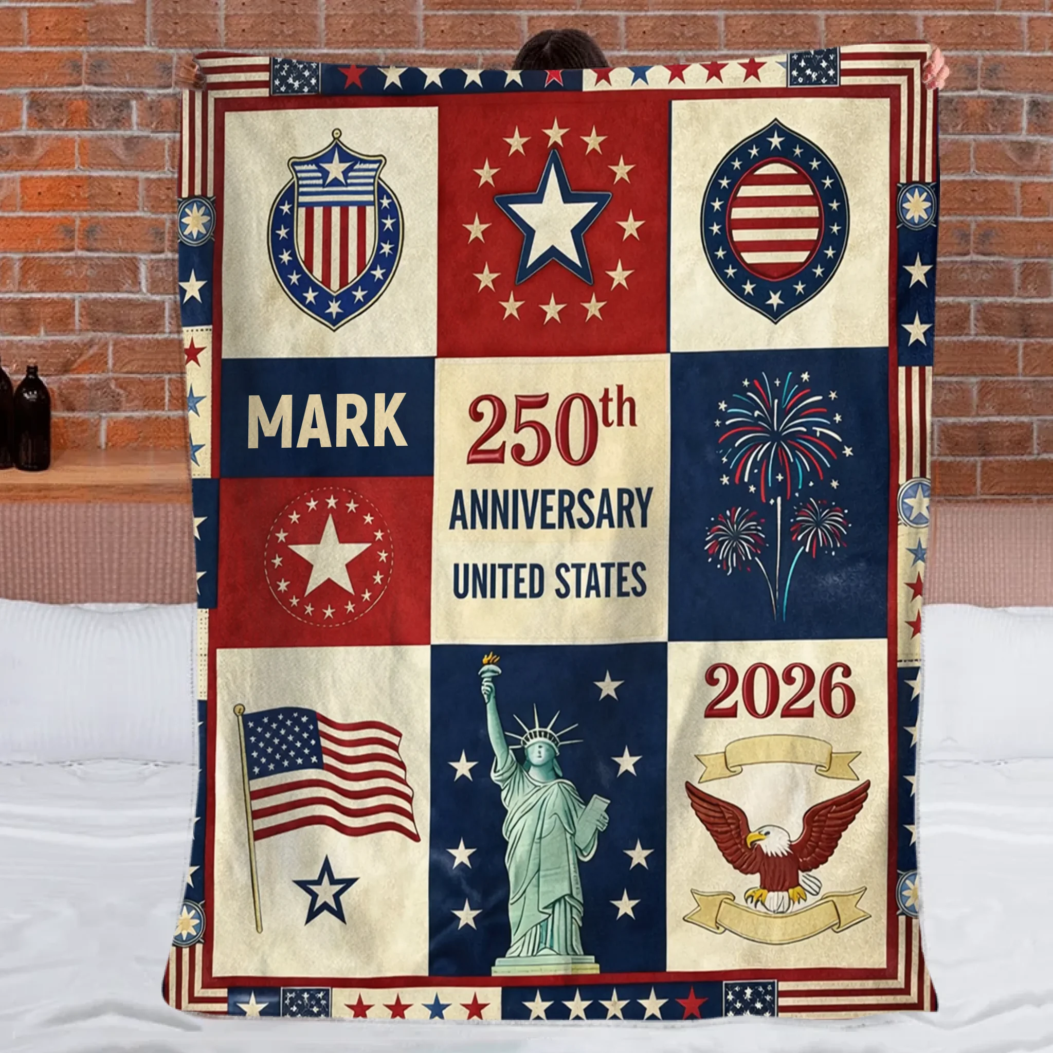 USA 250th Anniversary Customized Blanket – Personalized Name – Gift For Patriot