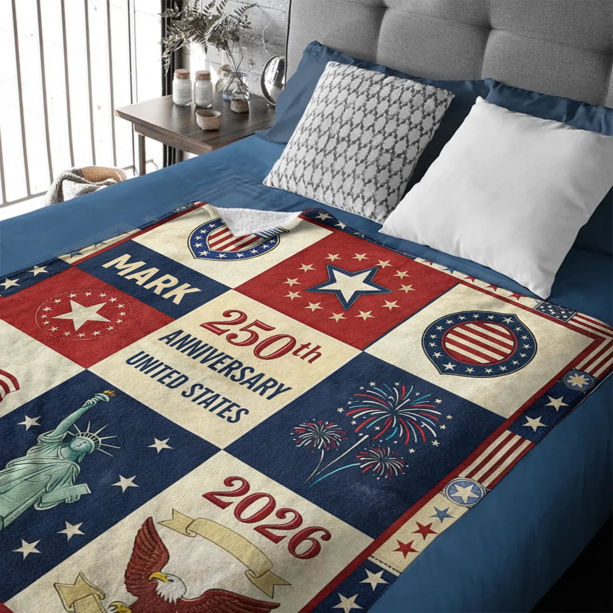 USA 250th Anniversary Customized Blanket – Personalized Name – Gift For Patriot