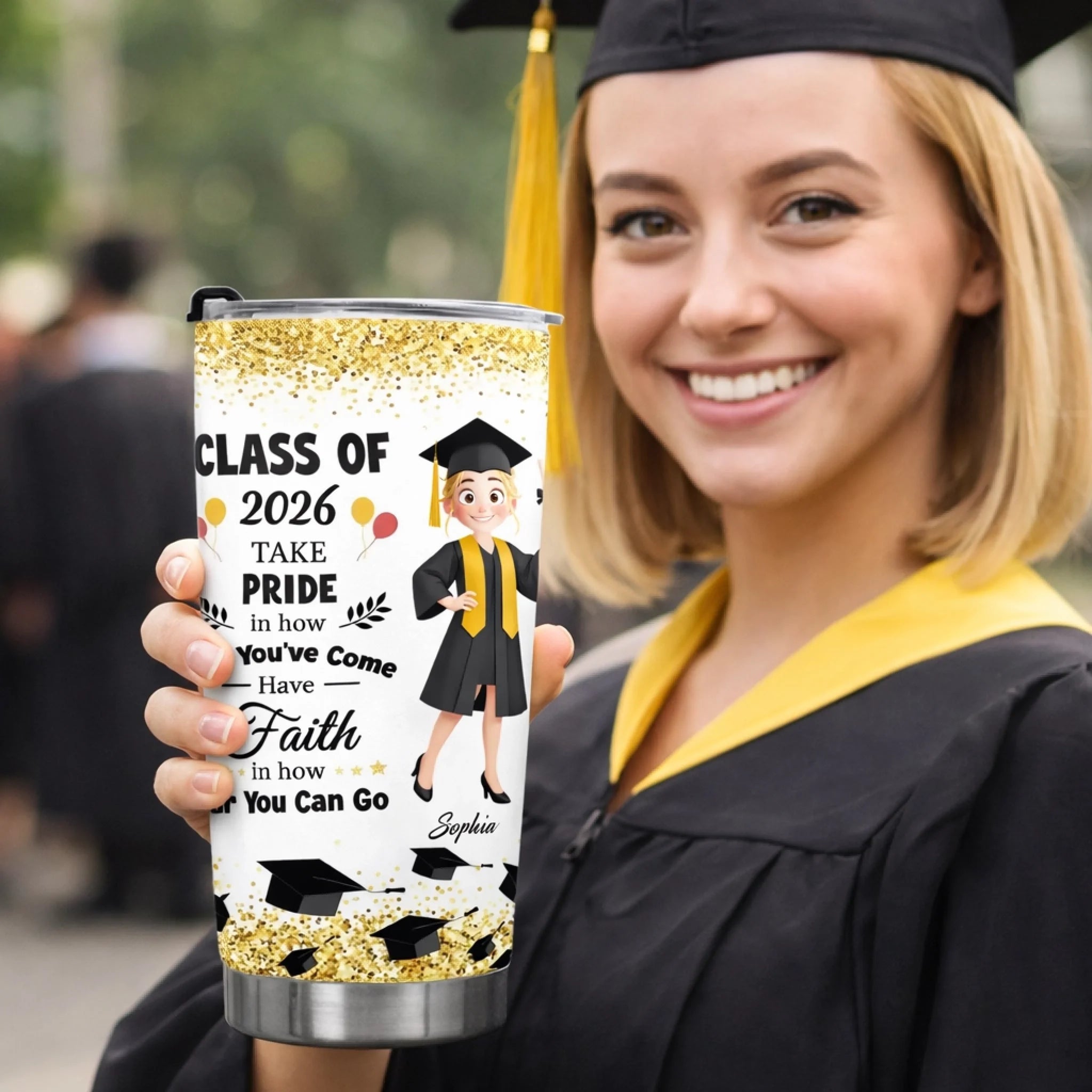 Graduation Nutrition Fact New Version Customized Thermos Cup - Personalized Cartoon Characters And Names - Funny Gift For Graduate