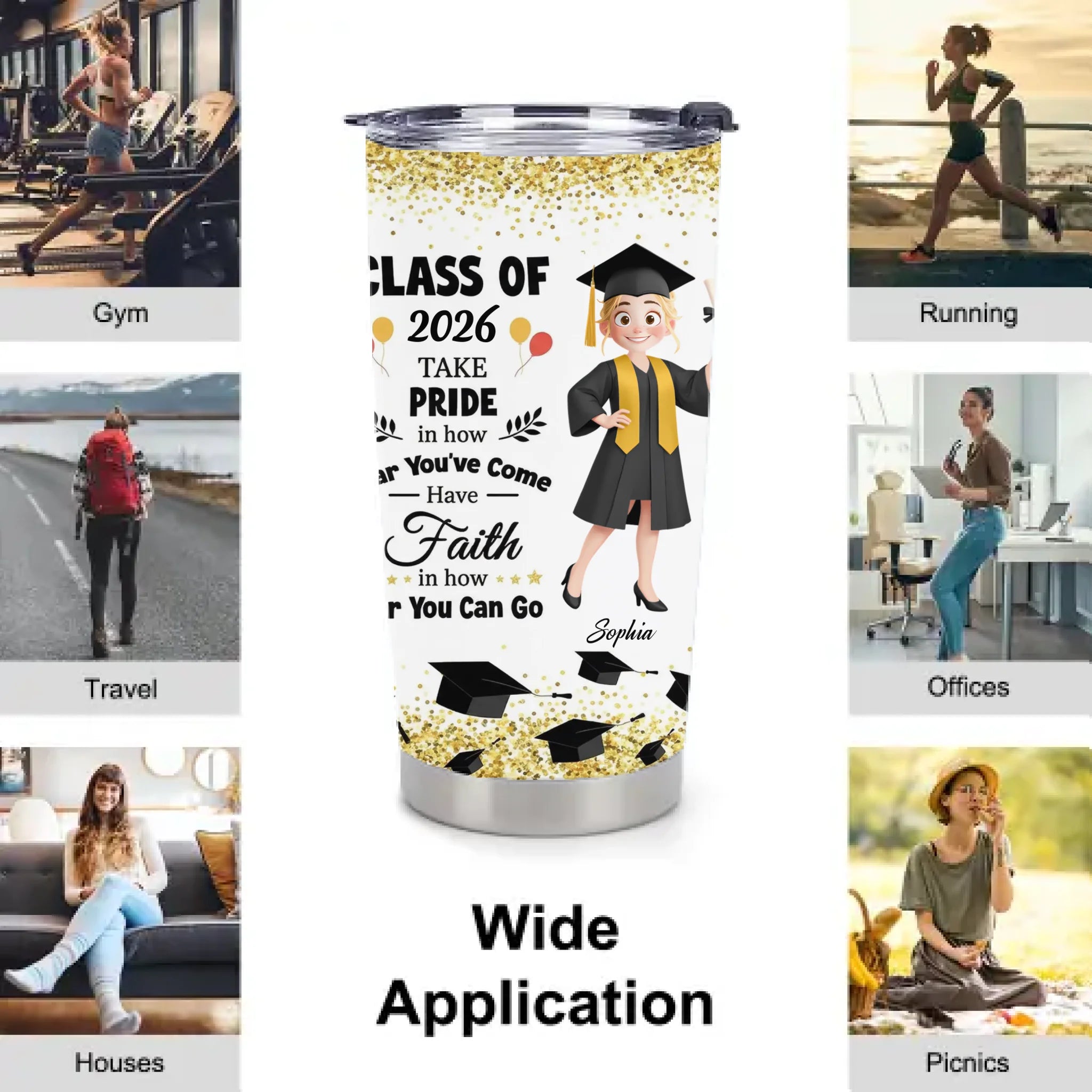 Graduation Nutrition Fact New Version Customized Thermos Cup - Personalized Cartoon Characters And Names - Funny Gift For Graduate