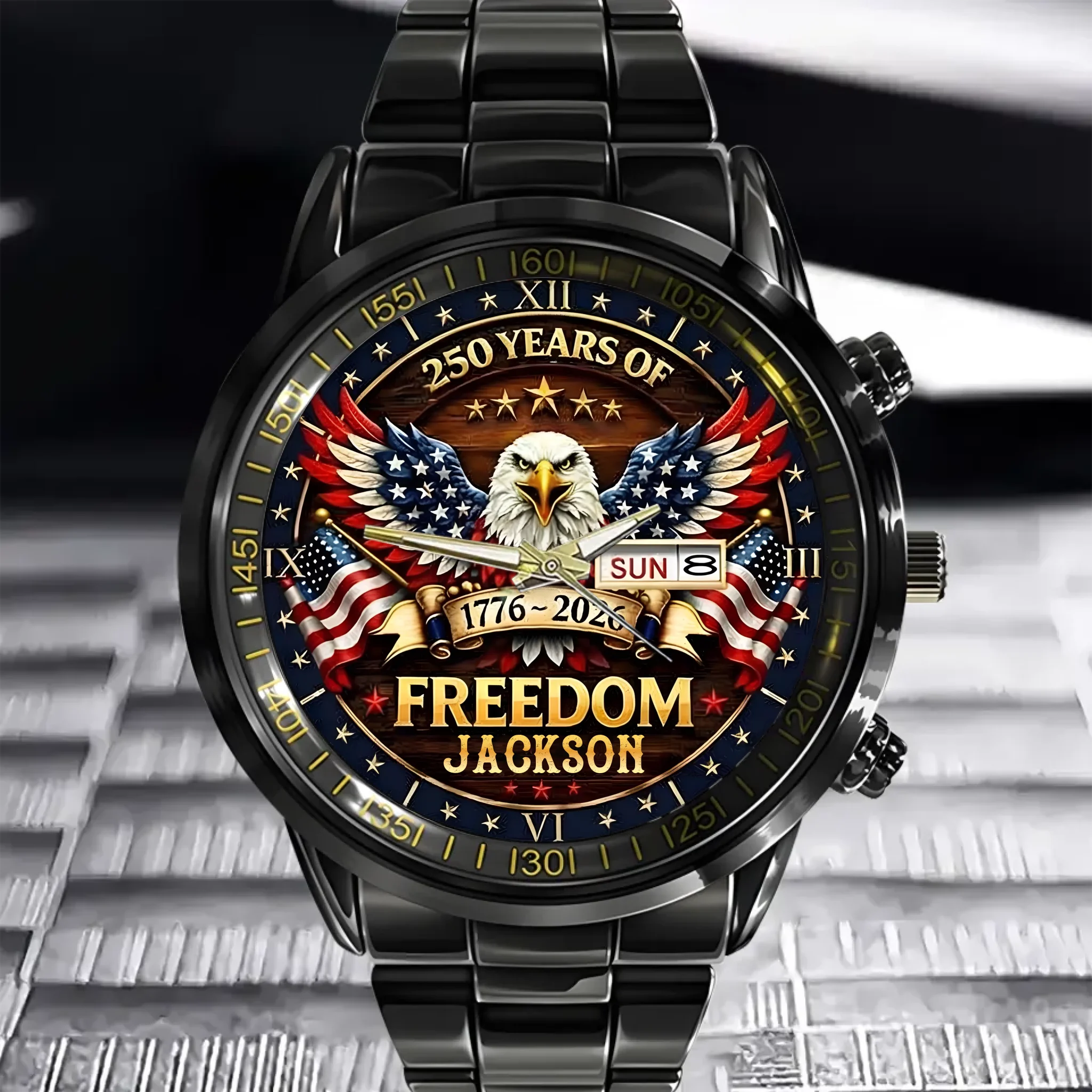 United State 250th Anniversary Customized Watch - Personalized Names - Patriotic Gift For Veterans, Soldiers