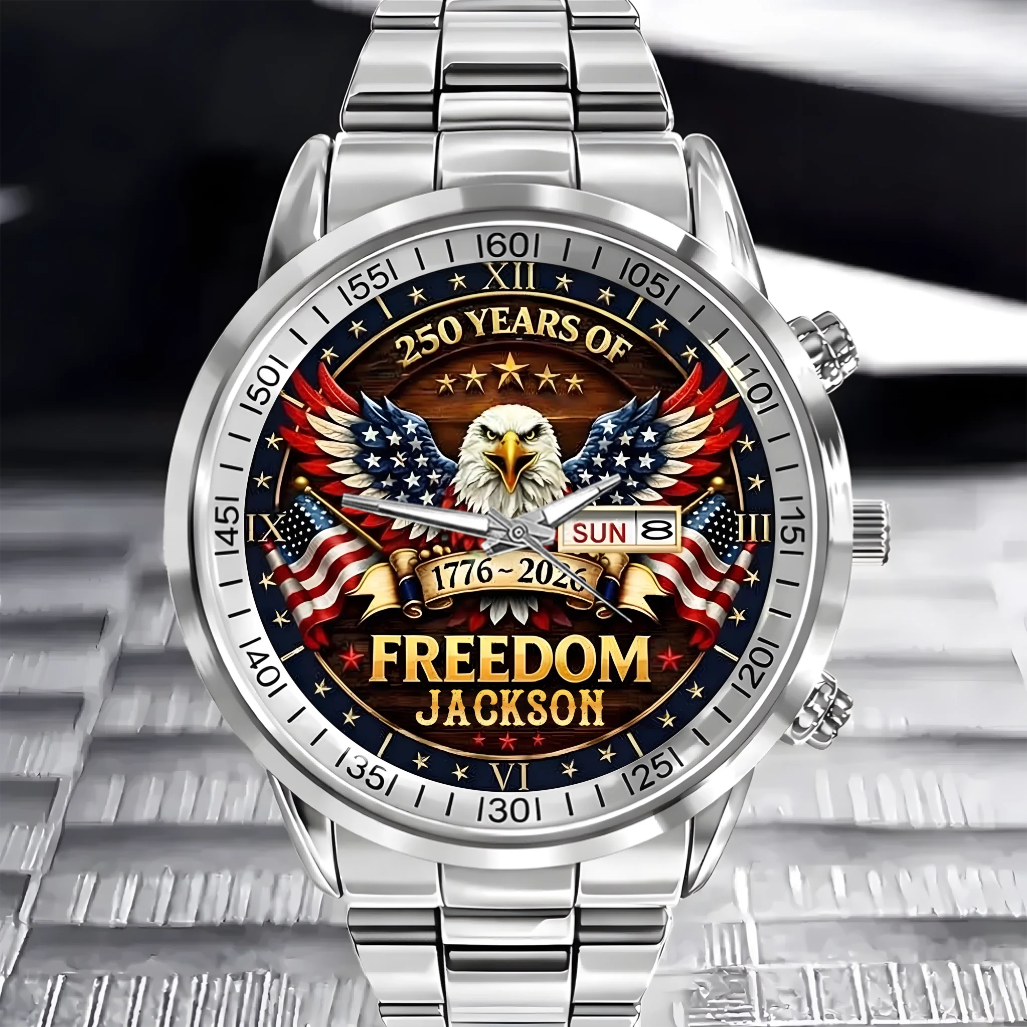 United State 250th Anniversary Customized Watch - Personalized Names - Patriotic Gift For Veterans, Soldiers