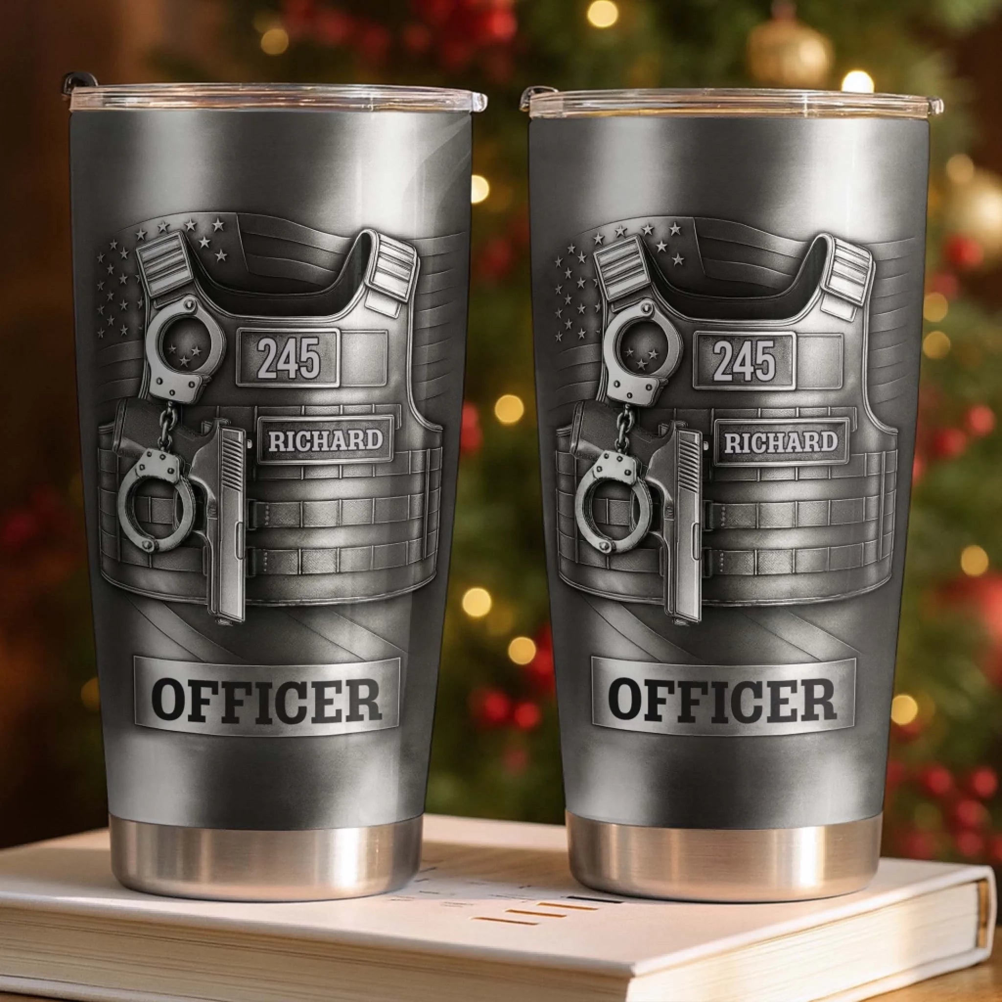 Customized Beloved Officer Thermos Cup - Personalized Name, Number And Role - Gift For Law Enforcement