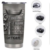 Customized Beloved Officer Thermos Cup - Personalized Name, Number And Role - Gift For Law Enforcement