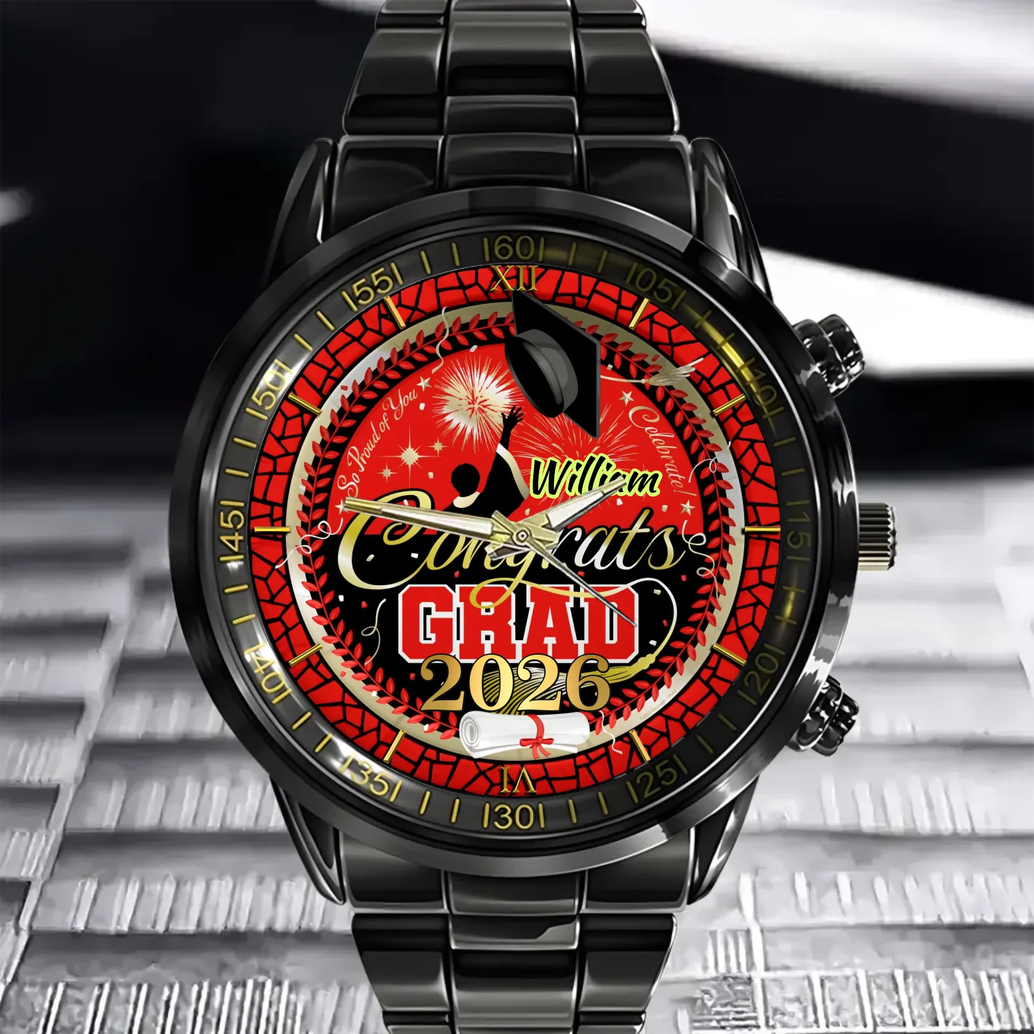 Custom Graduation Watch - Personalized Congrats Grad Gift with Name, Perfect for Graduation Celebration & Keepsake