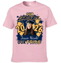 Custom Graduation Season T-Shirt - Personalized Graduation Apparel with Photo, Name and Year - Memorial Gifts for Students, Grandchildren, Siblings
