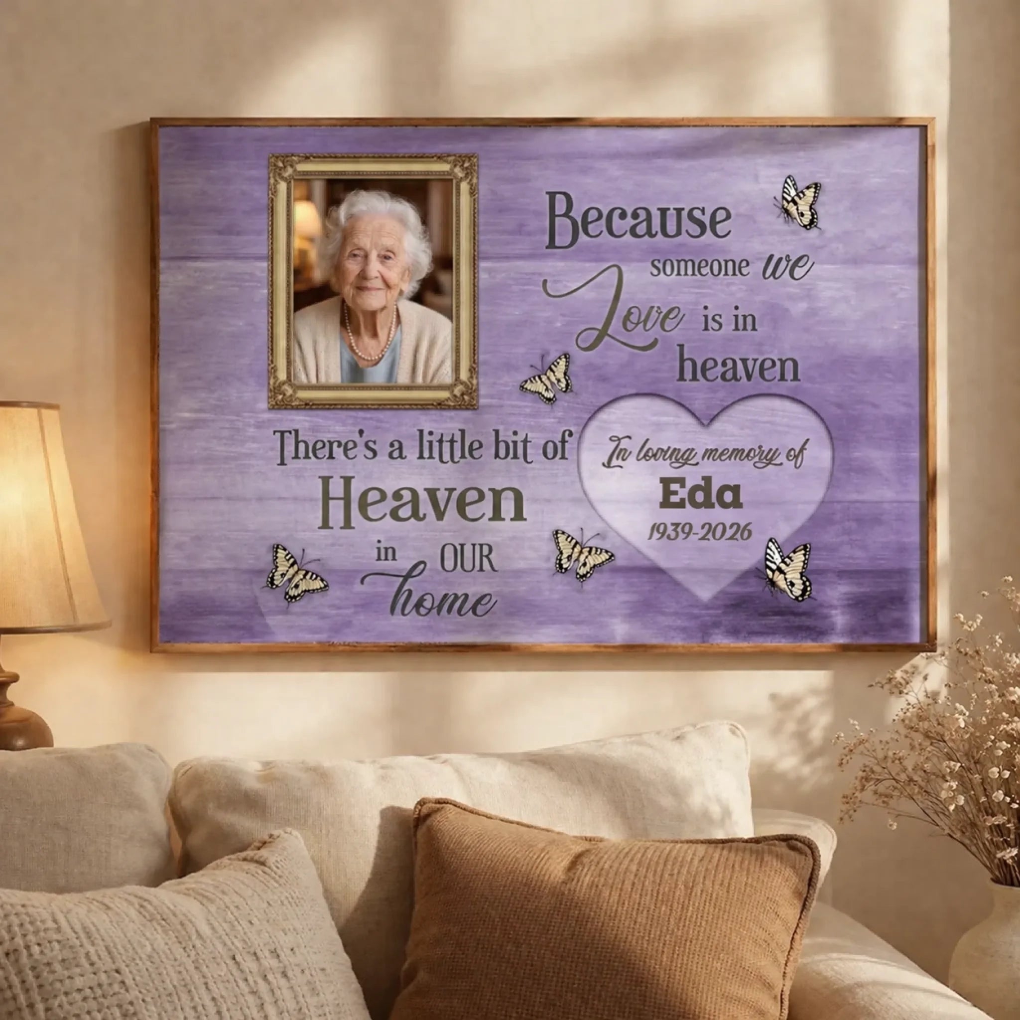 Customized Memorial For Loved One Painting - Personalized Photo, Name And Date Canvas Poster - Memorial Gift