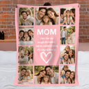 Customized Family Photos Flower Heart Soft Throw Blanket – Personalized Photos And Nickname – Home Decor Gift For Family