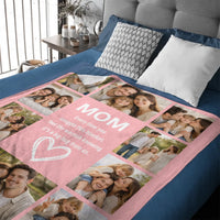 Customized Family Photos Flower Heart Soft Throw Blanket – Personalized Photos And Nickname – Home Decor Gift For Family