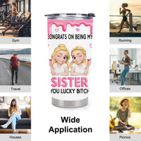 Congrats My Sister/Brother  Customized Thermos Cup - Personalized Characters And Names - Gift For Sister, Brother, Family