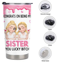 Congrats My Sister/Brother  Customized Thermos Cup - Personalized Characters And Names - Gift For Sister, Brother, Family