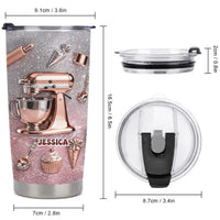 Love Baking Customized Thermos Cup - Personalized Name - Gifts For Chefs, Pastry Chefs, Baking Enthusiasts