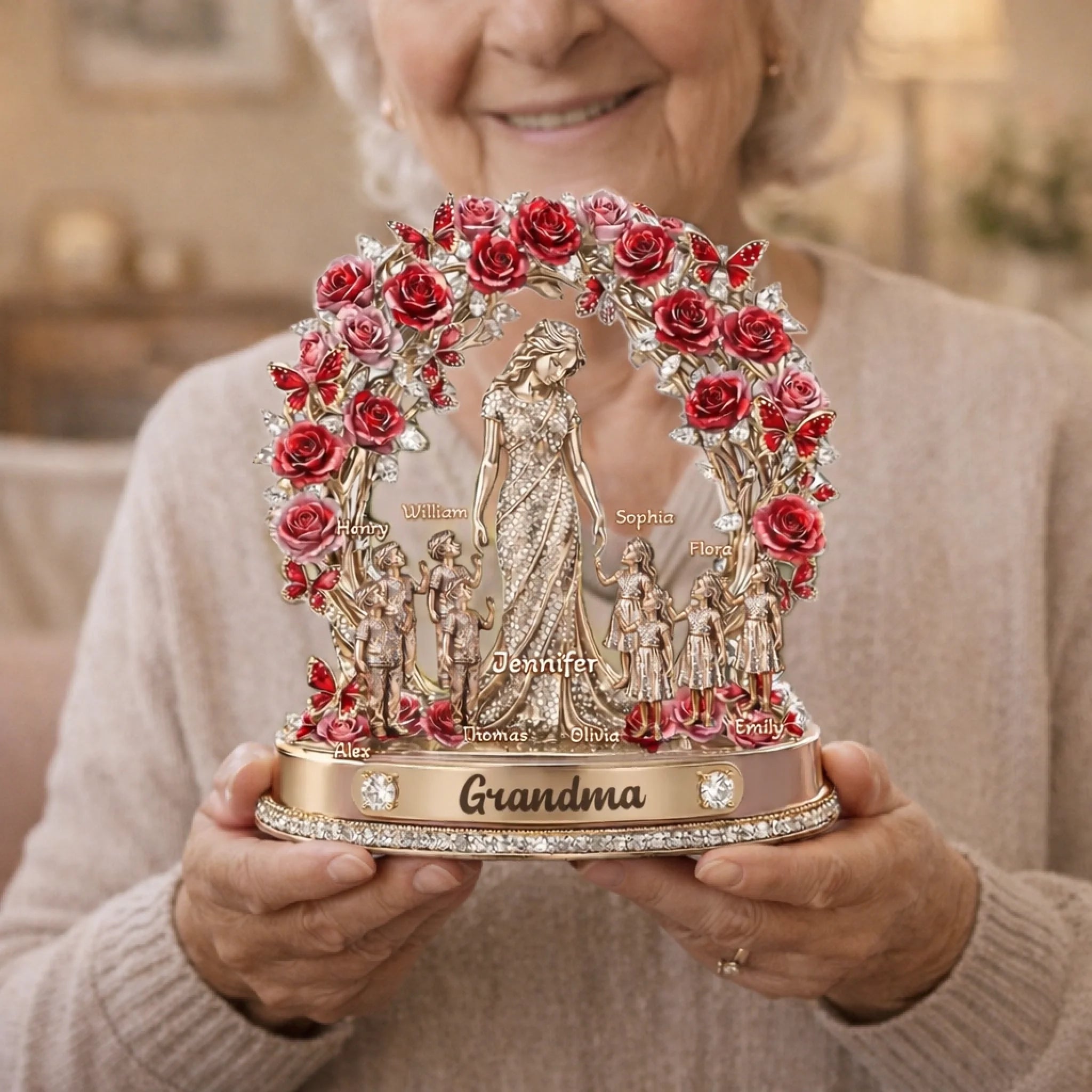 “Love My Kids & Grandkids” Customized Acrylic Plaque - Personalized Names - Gift For Mother's Day, Mom & Grandma