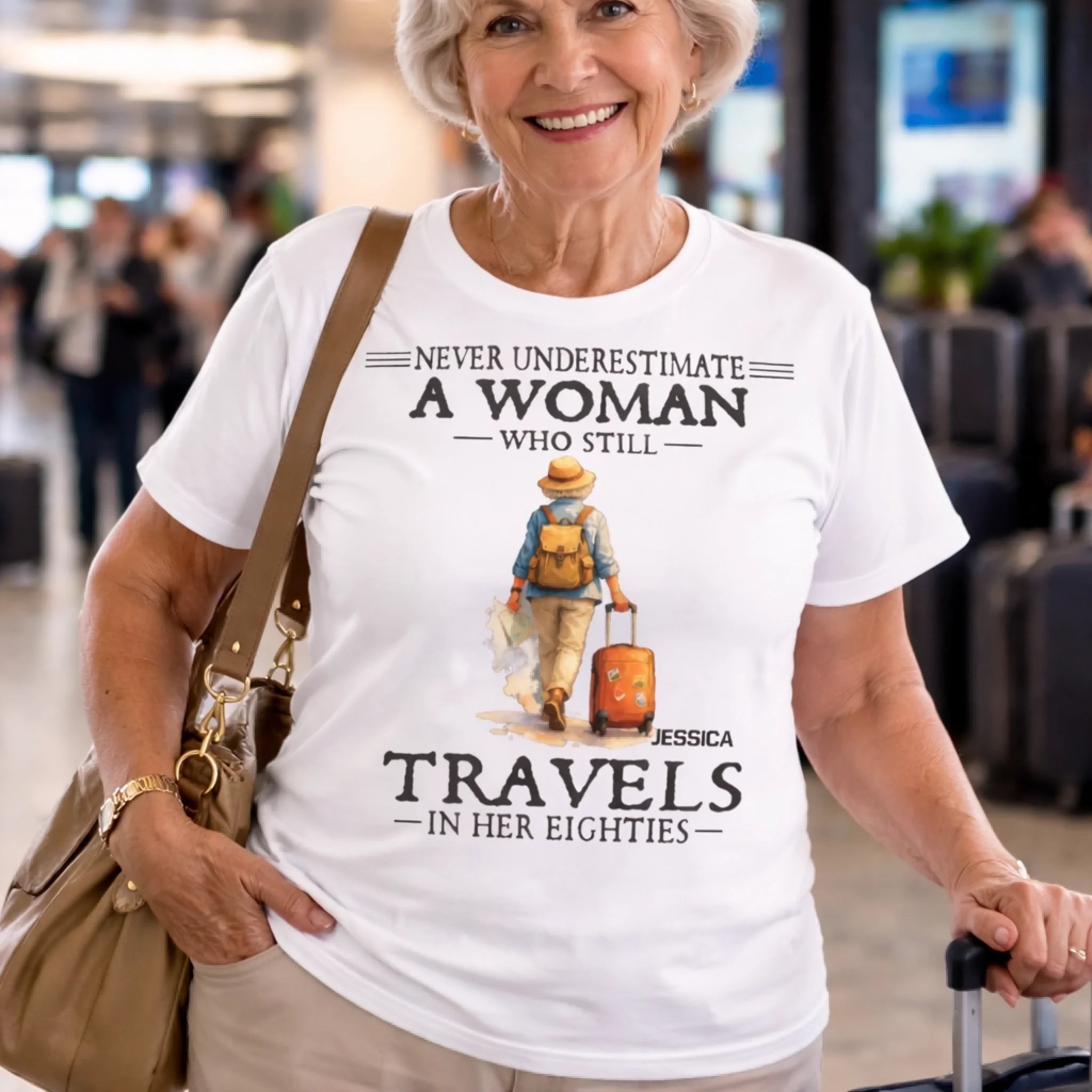 Never Underestimate A Woman/An Old Man Customized Clothes - Personalized Name - Classic Gift For Elders, Grandma, Grandpa
