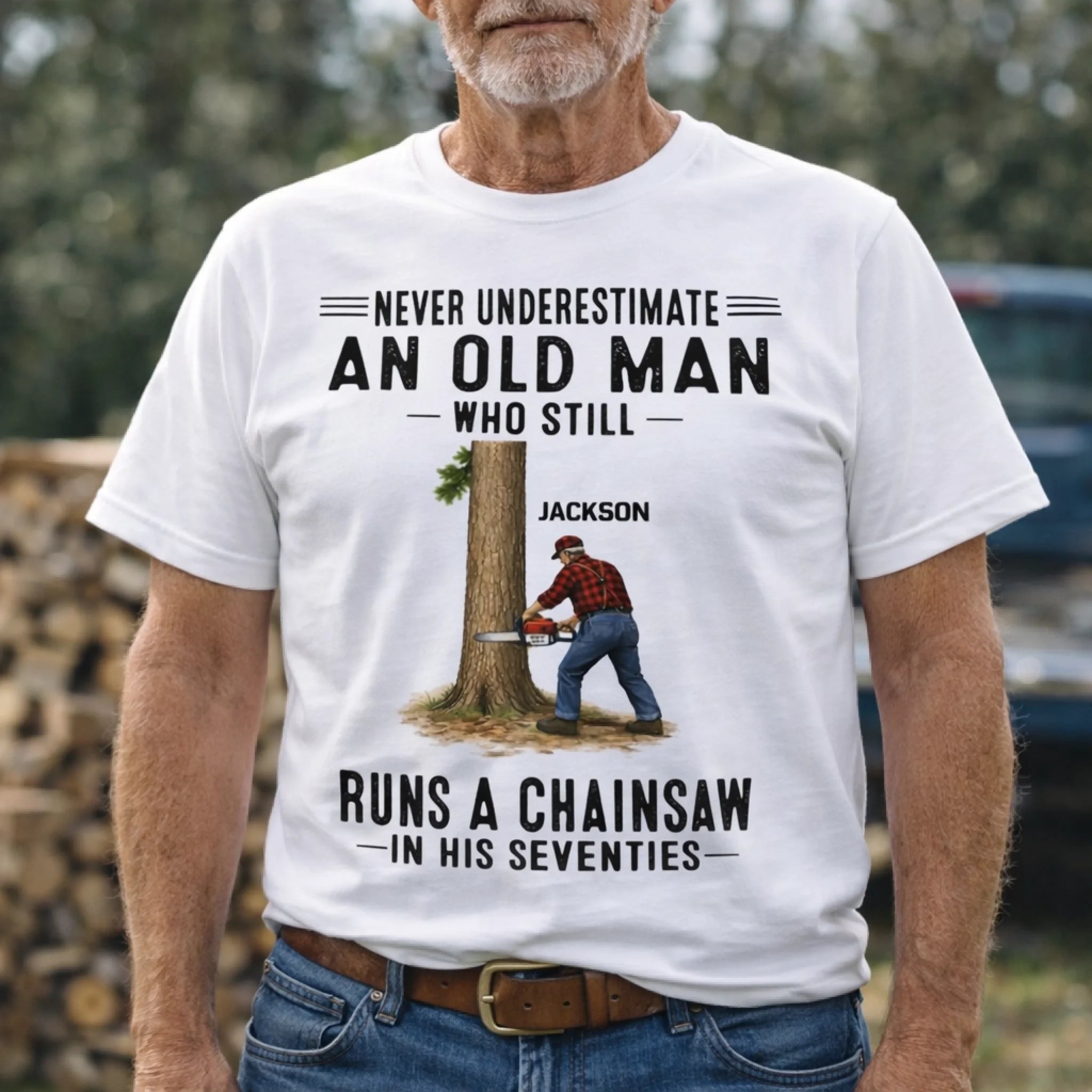 Never Underestimate A Woman/An Old Man Customized Clothes - Personalized Name - Classic Gift For Elders, Grandma, Grandpa
