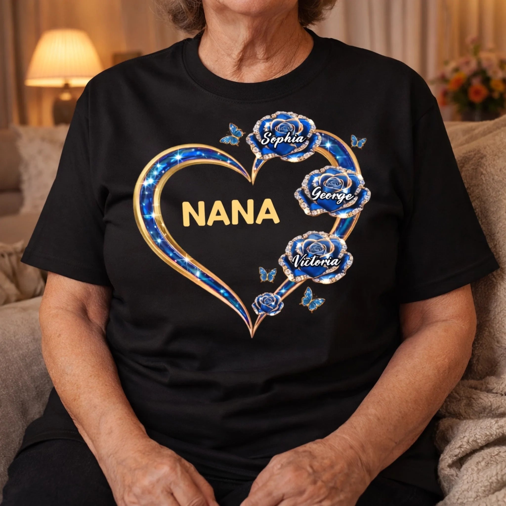 Grandma Rose Heart Customized Clothing - Personalized Kids Names - Gifts For Grandma, Mom