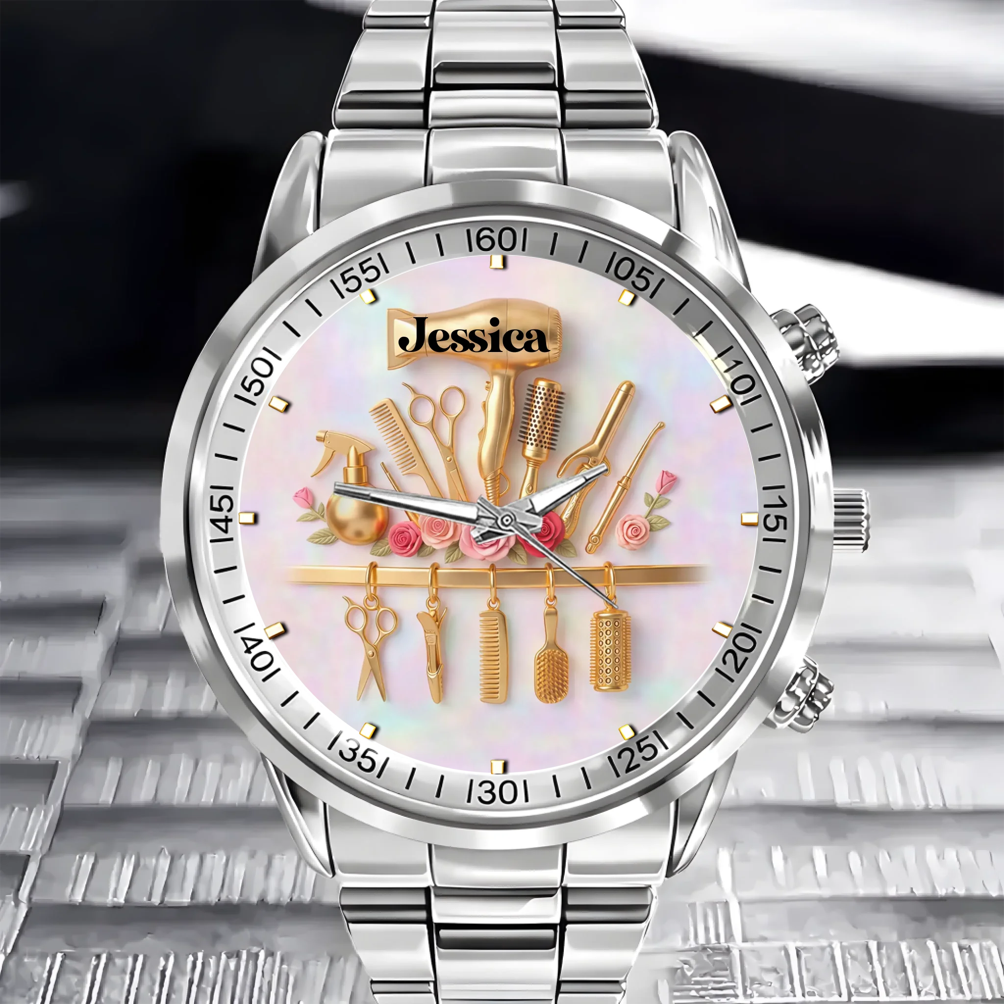 A Hair Stylist Creates Beauty Customized Watch - Personalized Names - Gift For Hairdressers