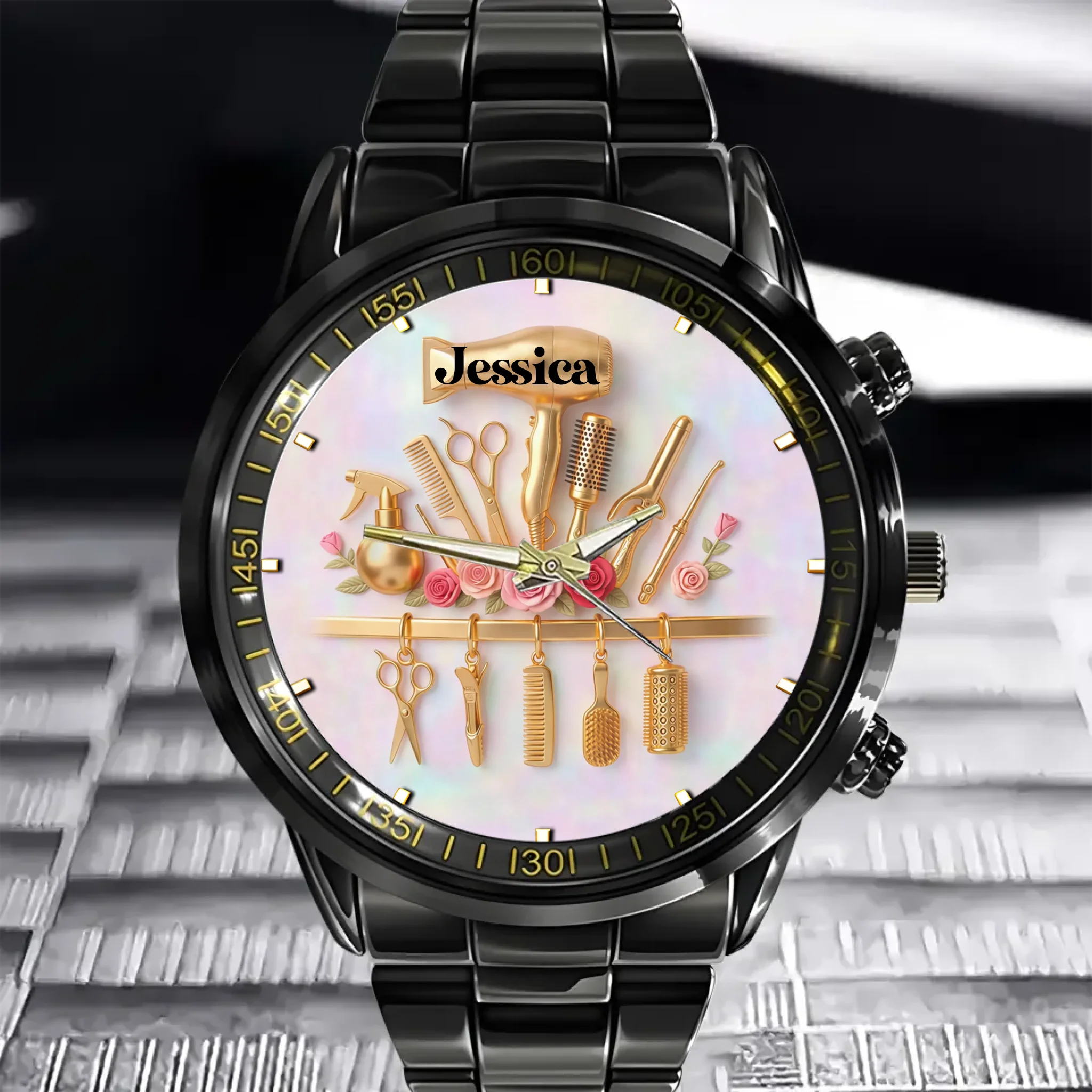 A Hair Stylist Creates Beauty Customized Watch - Personalized Names - Gift For Hairdressers
